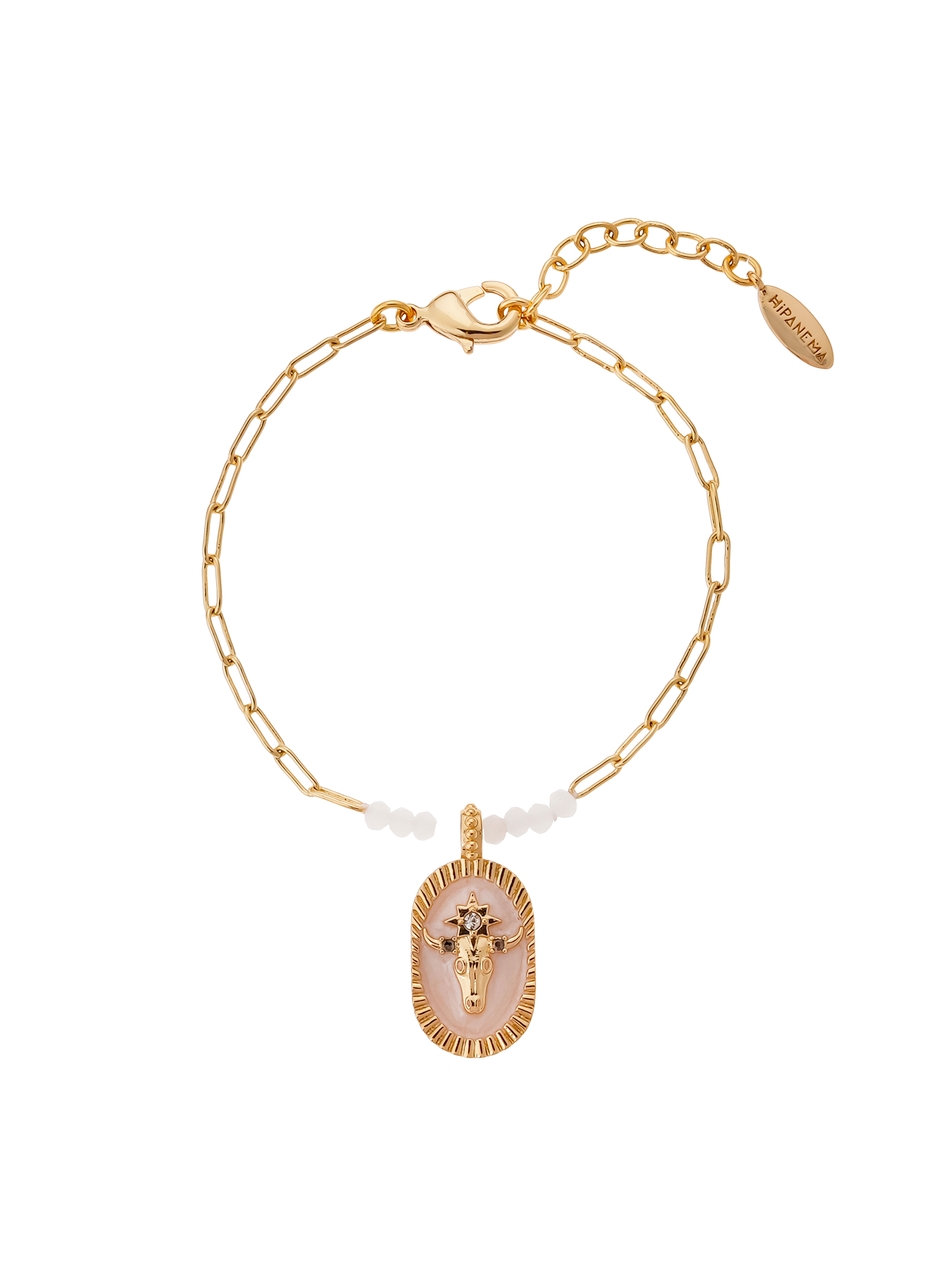 Chain bracelet with brass pendant HIPANEMA White
