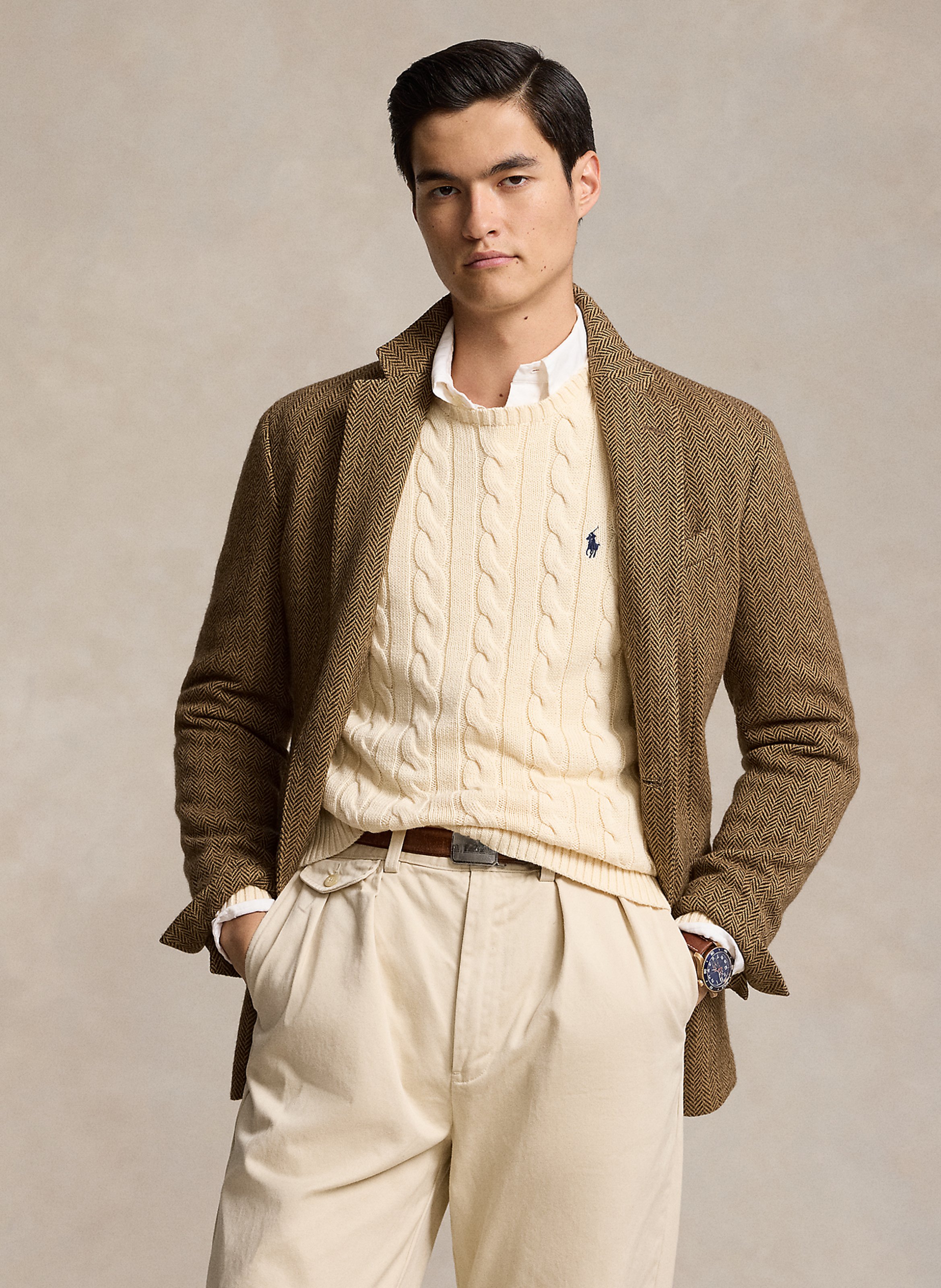 Pull col rond regular-fit en coton POLO RALPH LAUREN Beige