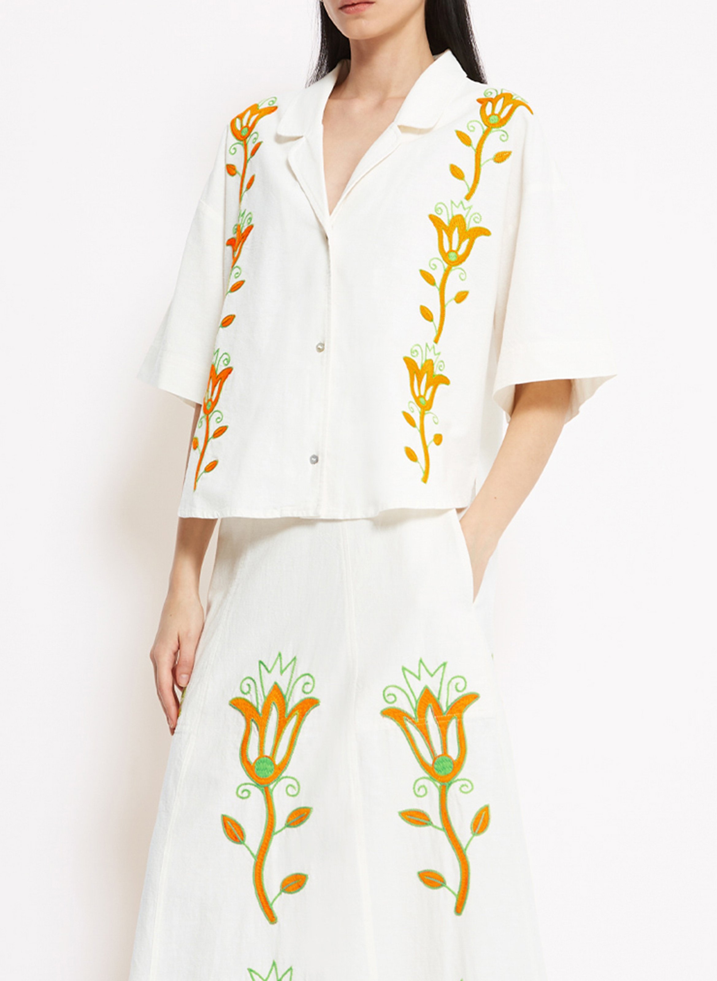 Chemise oversize en coton brodé ROSEANNA Beige