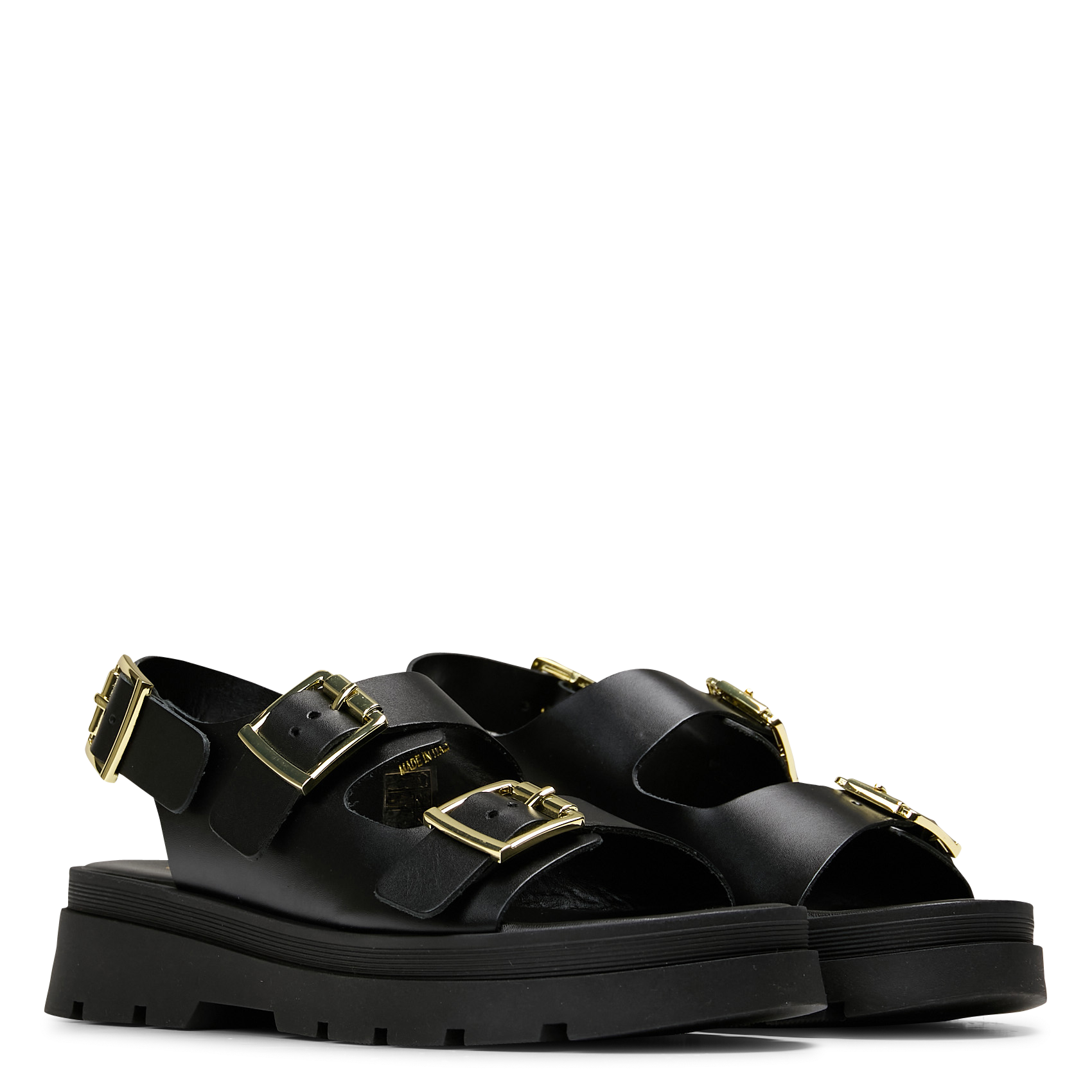 Sandales compensées en cuir JB MARTIN Noir