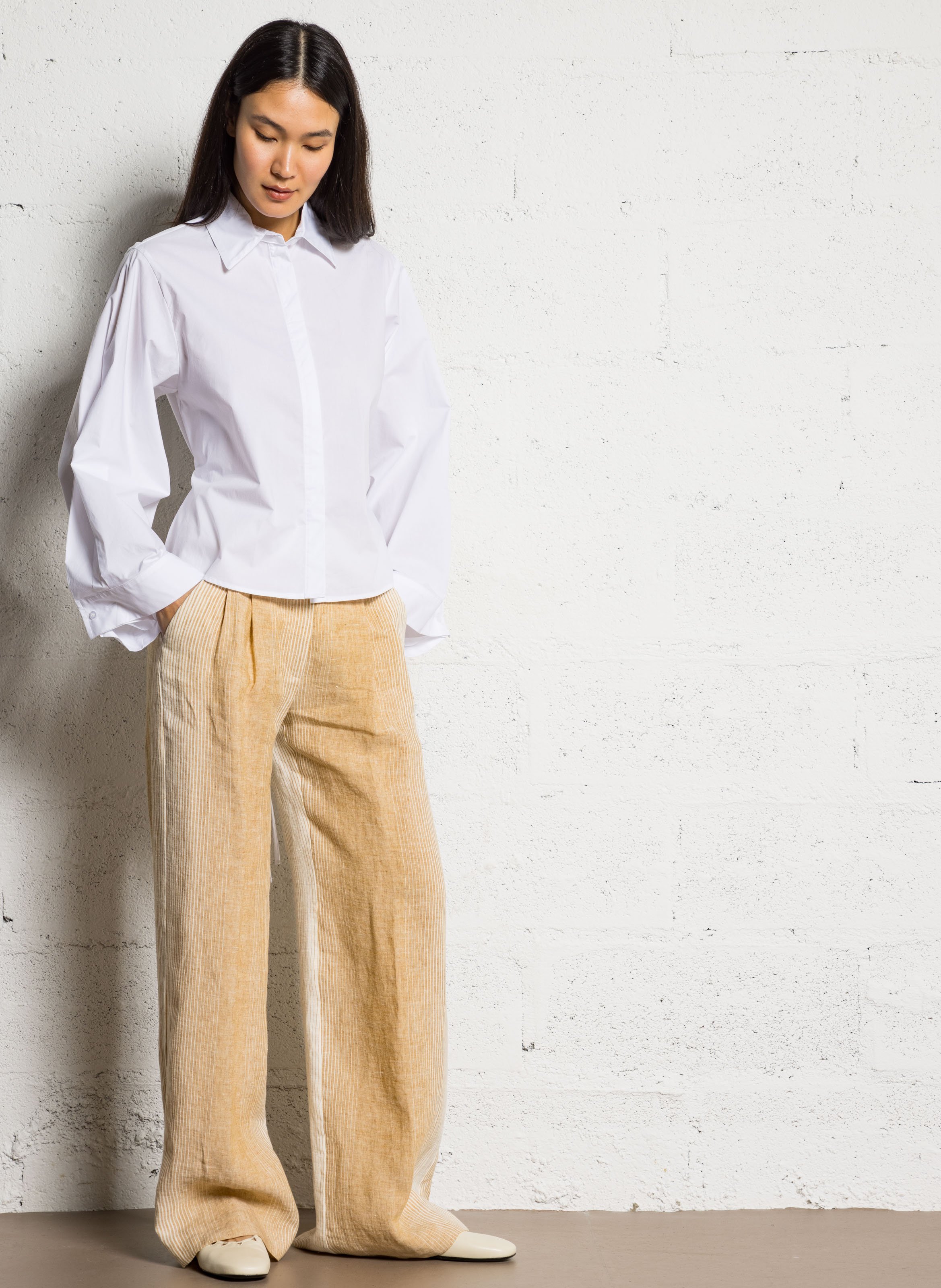 Camisa holgada con lazos de algodón ATTIC AND BARN Blanco