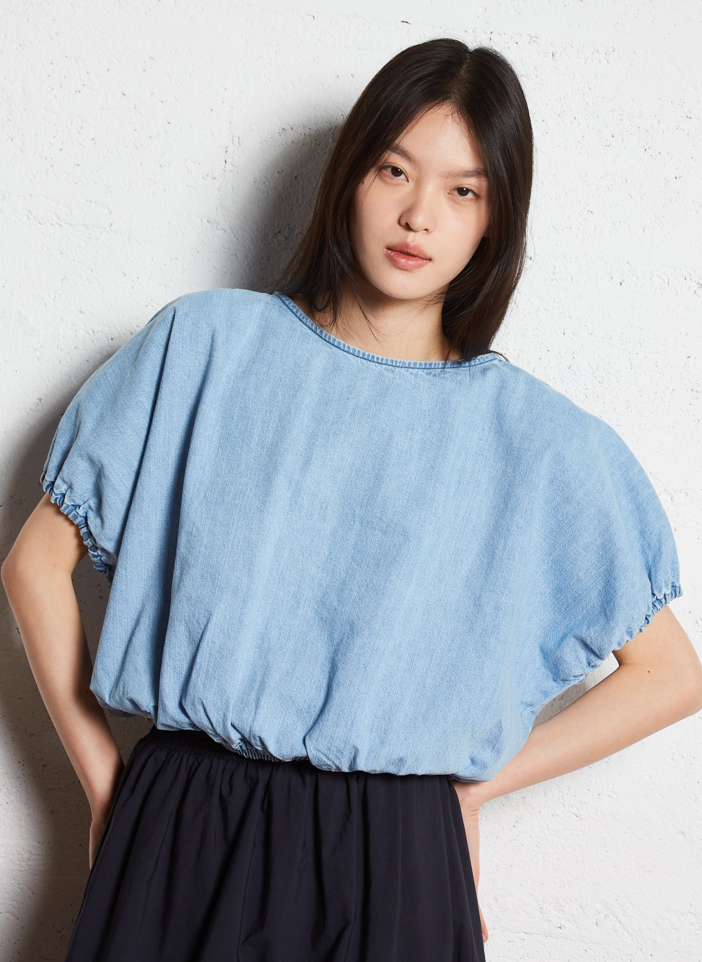 Loose fit round neck cotton top BELLEROSE Blue