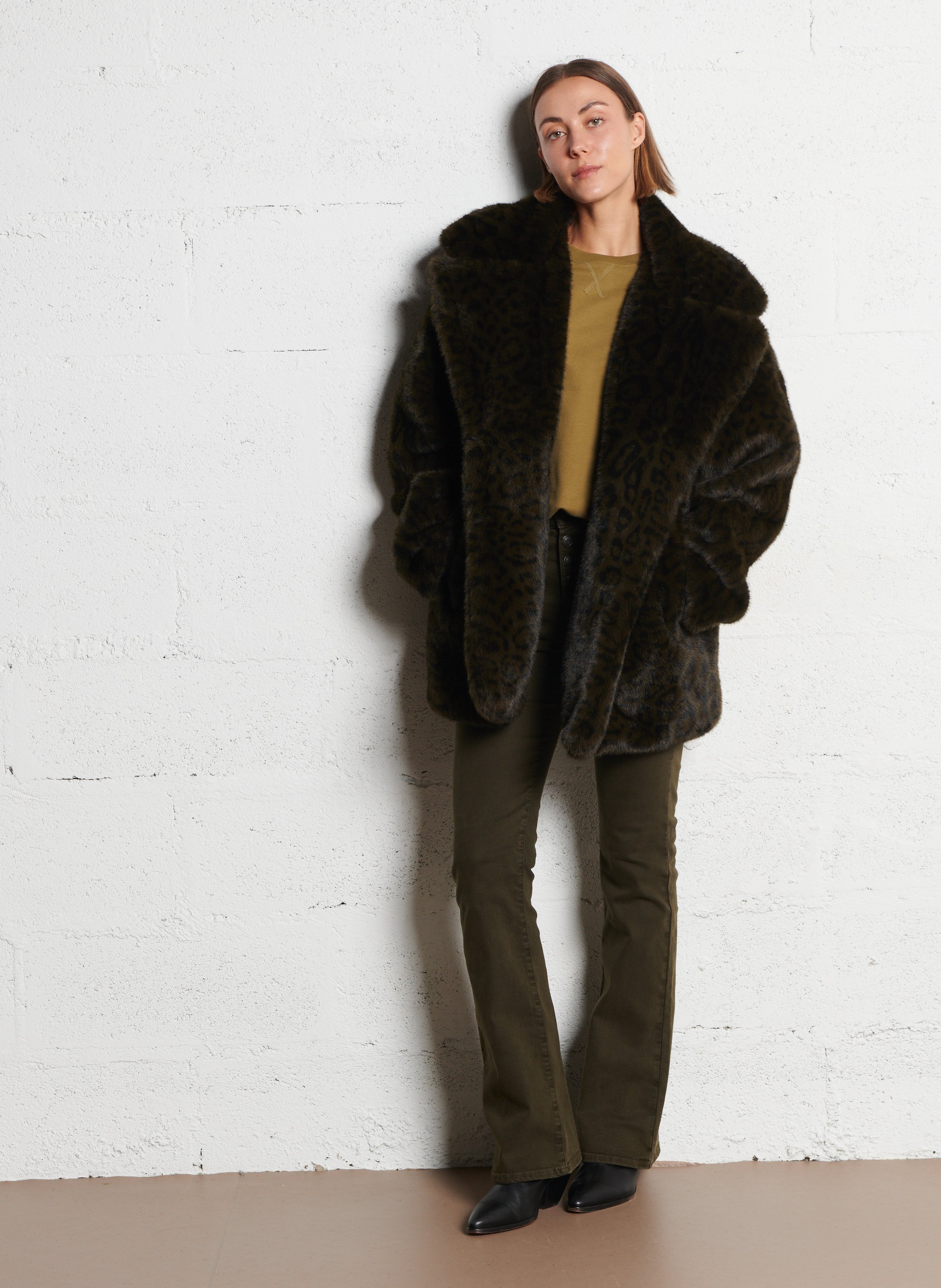 Eddie faux fur coat  IKKS Khaki