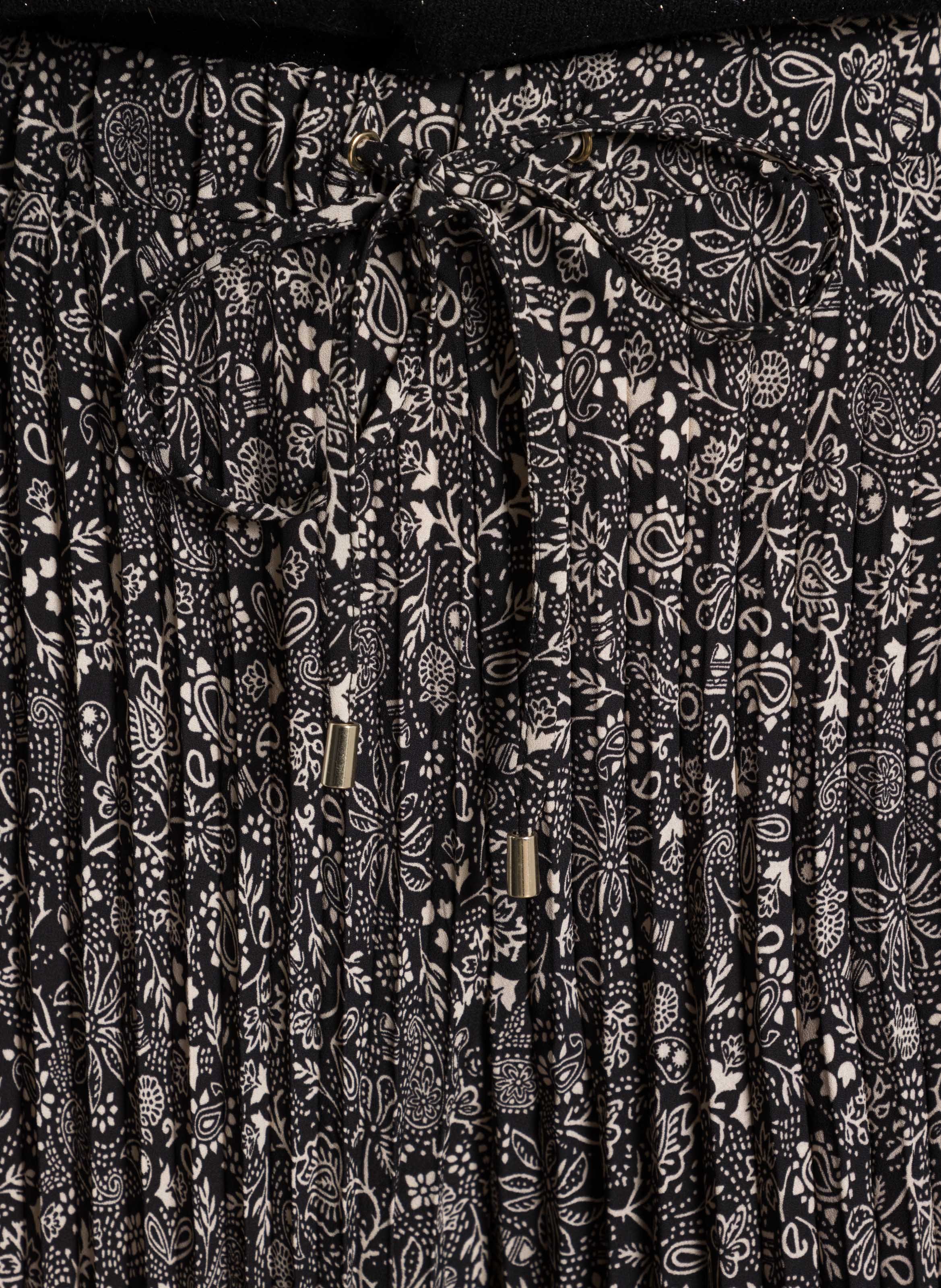 Pleated wide-leg pants with patterns I CODE Black