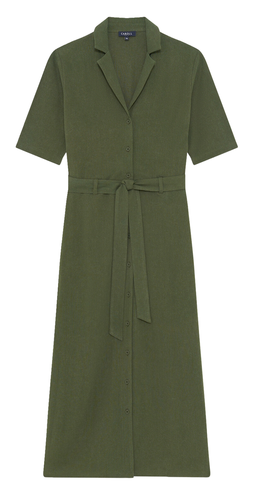 Halflange jurk met kraag CAROLL Groen