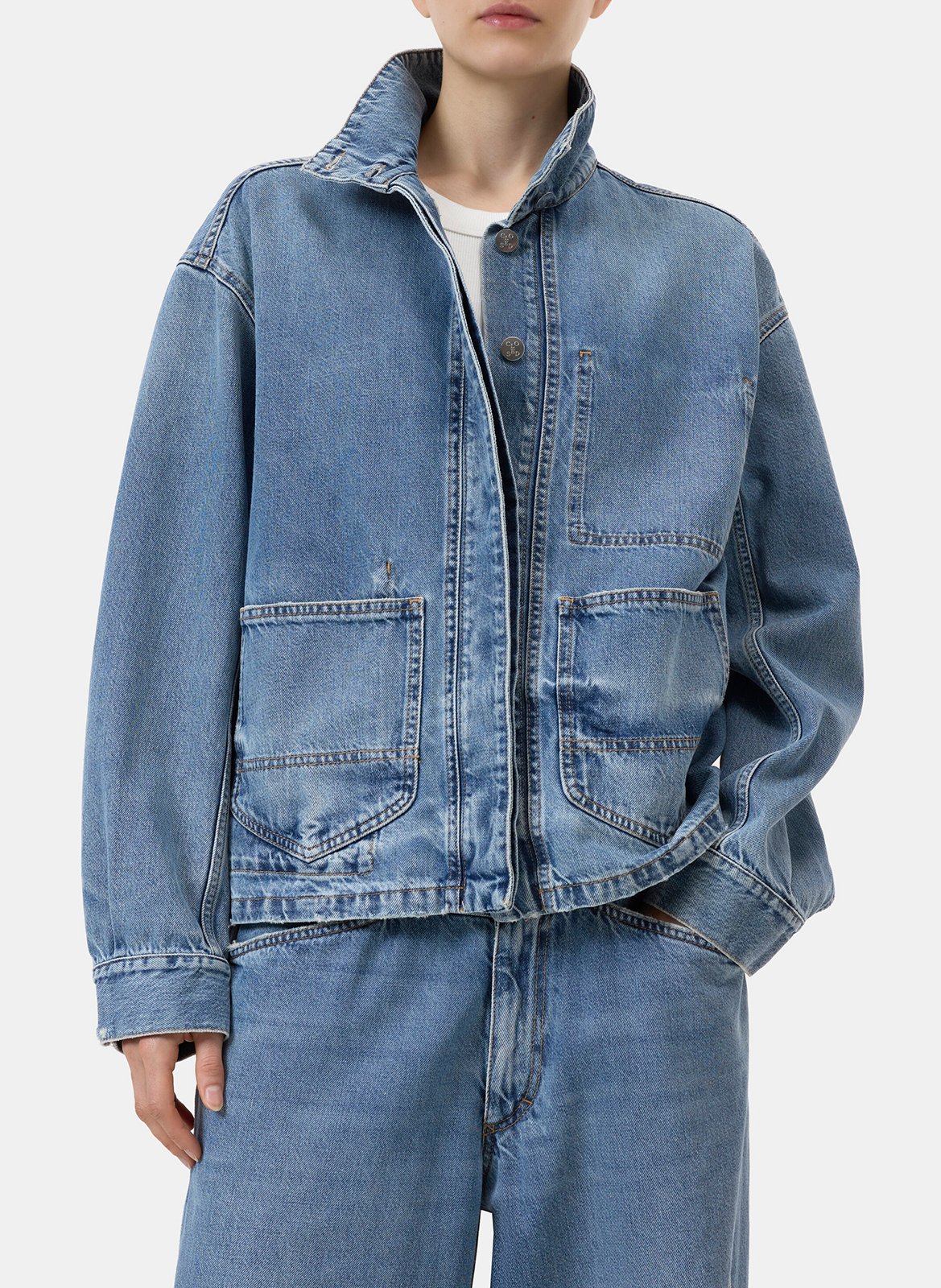 Veste droite en coton mélangé CLOSED Bleu