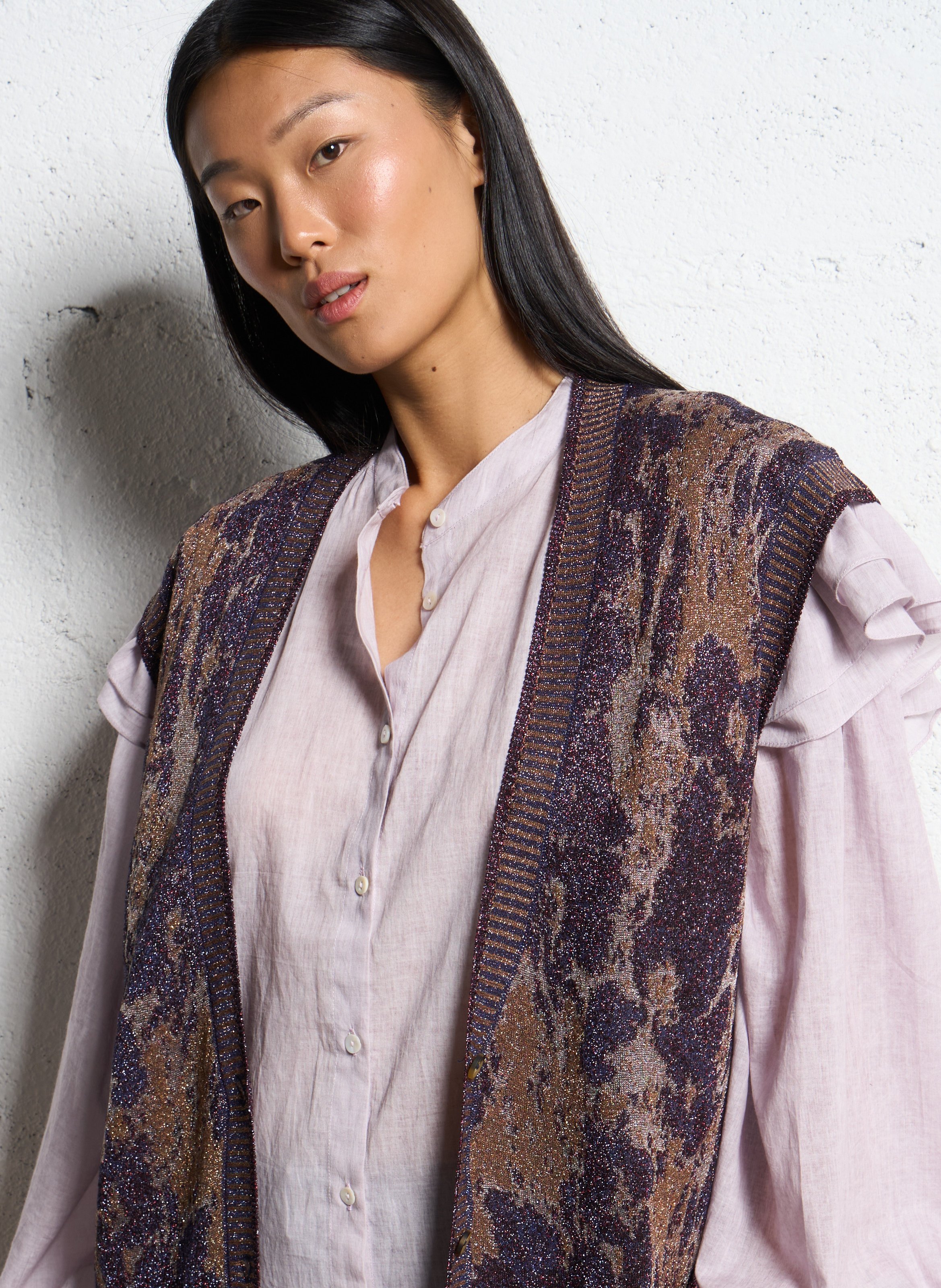 Cardigan sans manches pailleté à motifs MES DEMOISELLES Violet