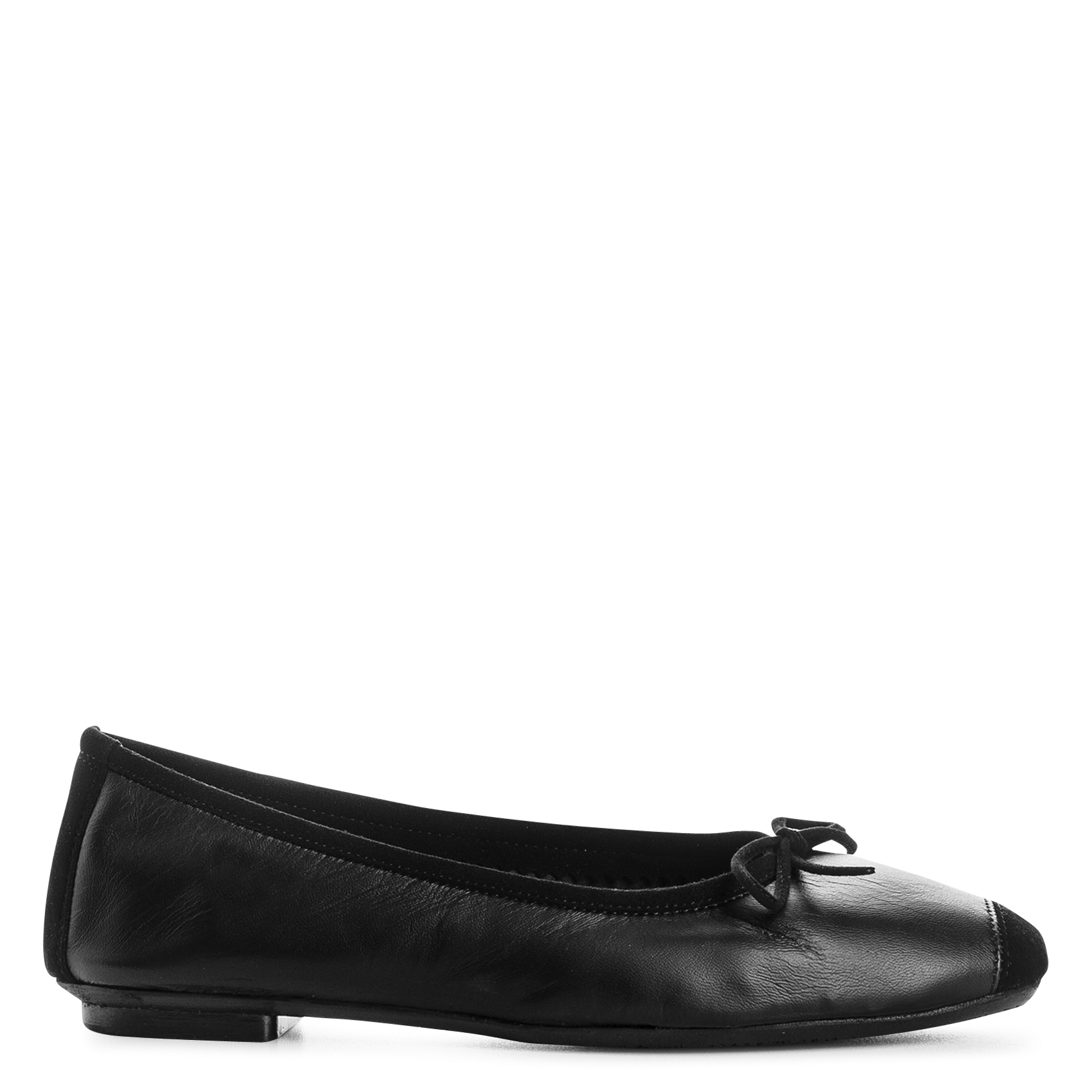 Solid color leather ballet flats with velvet toes REQINS Black