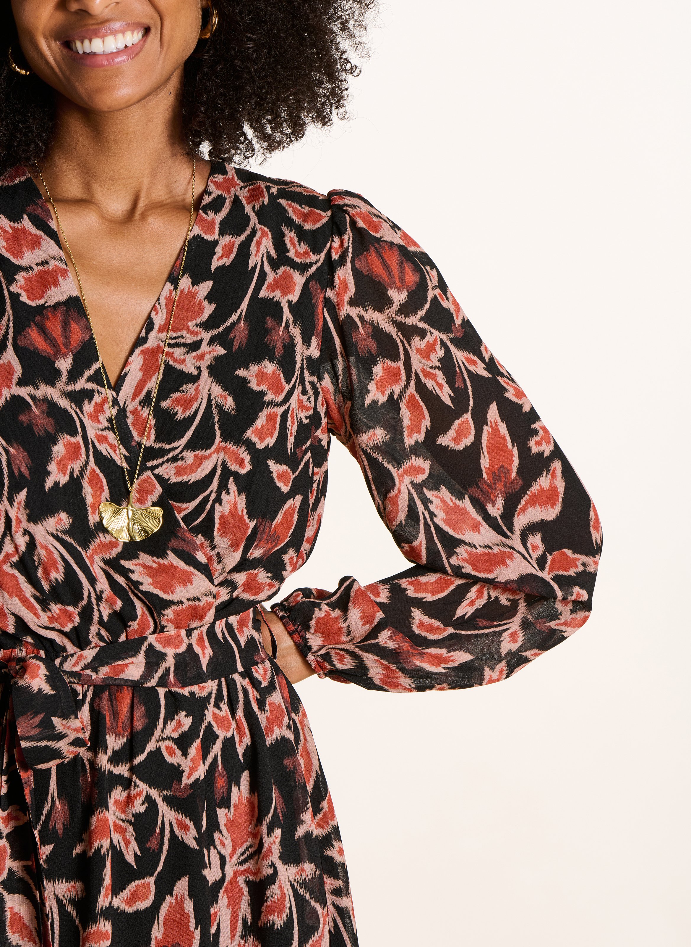 Long V-neck dress LA FEE MARABOUTEE Multicolored