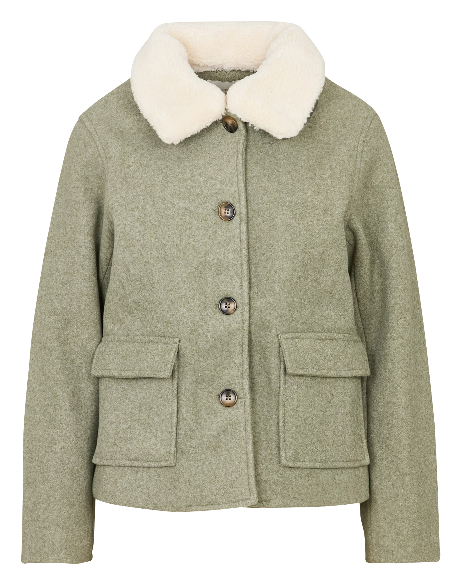 Short coat with houndstooth pattern shirt collar LA PETITE ETOILE Khaki