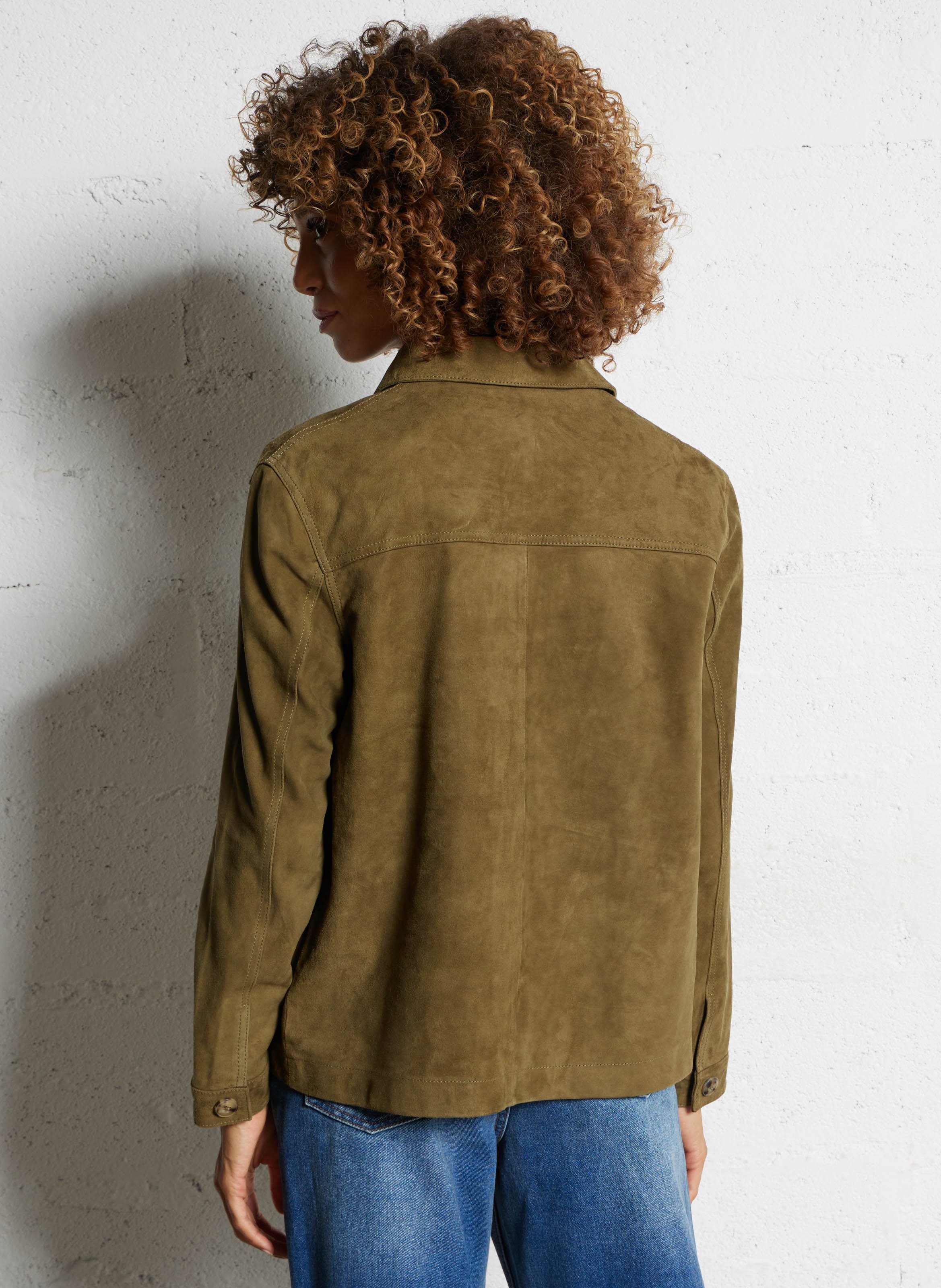 Jacke mit klassischem geradem Kragen aus bedrucktem Jacquard LA PETITE ETOILE Khaki