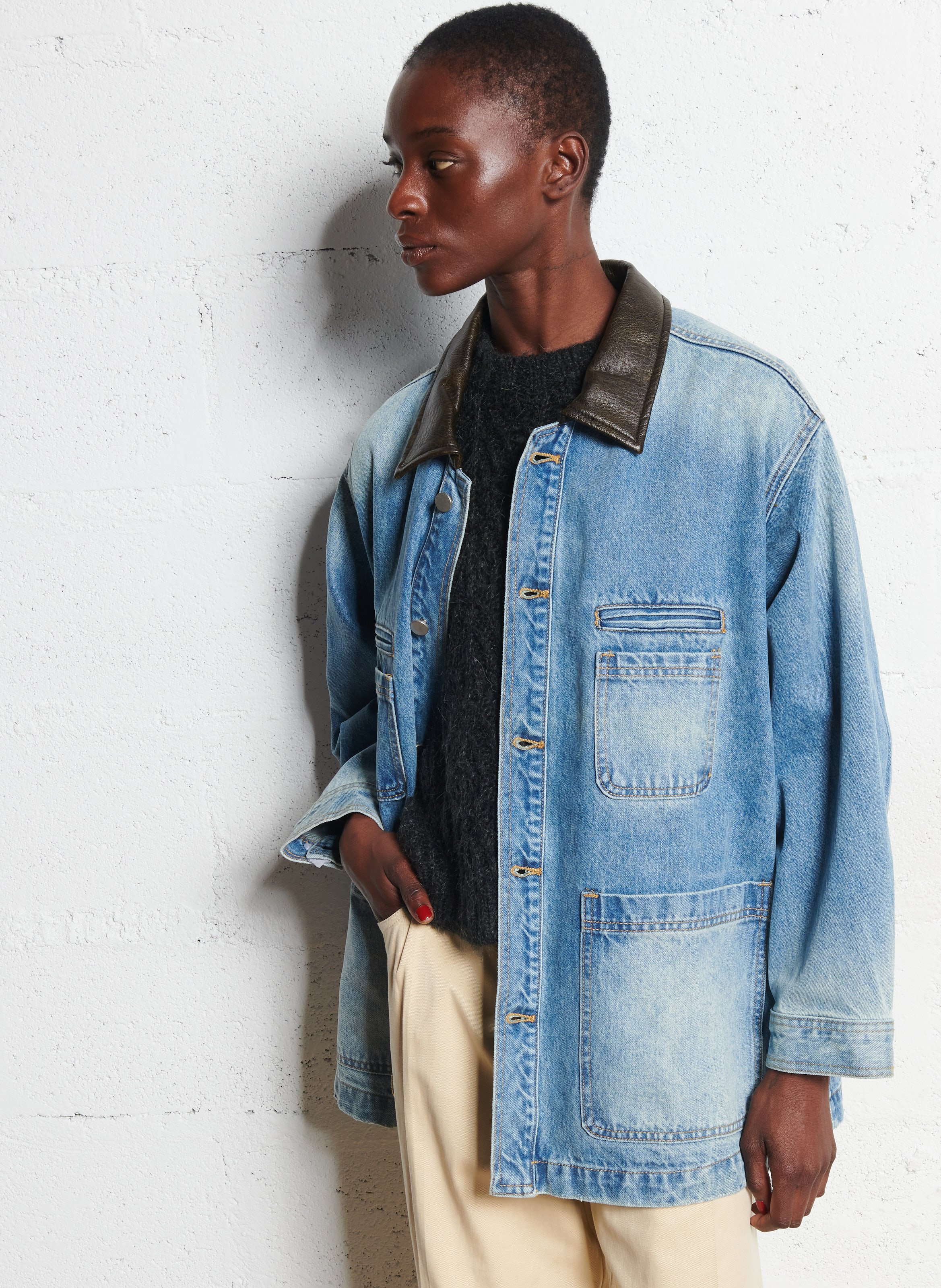 Jeansjasje met klassieke kraag BERENICE Blauw