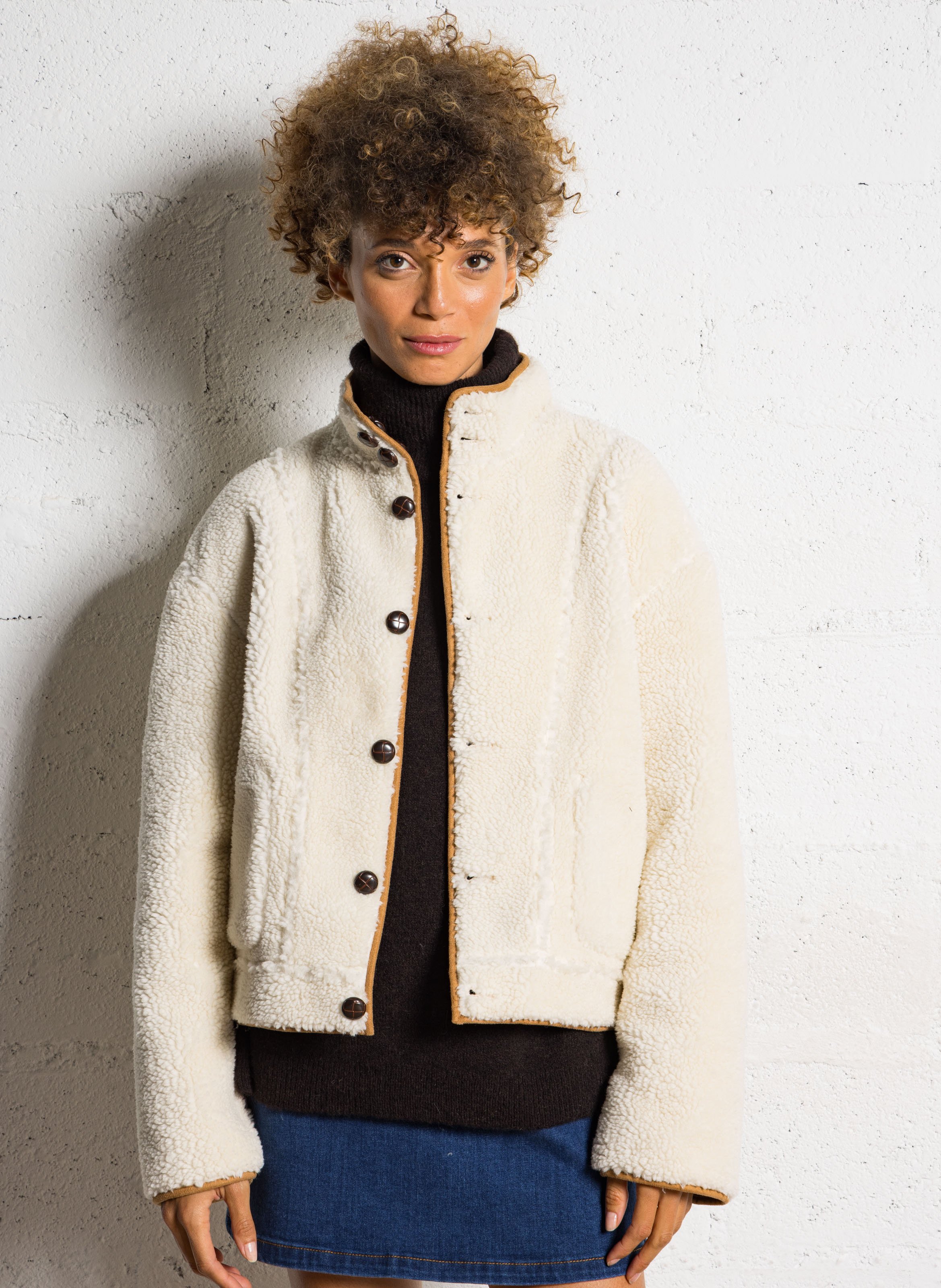 Manteau court col montant LA PETITE ETOILE Marron