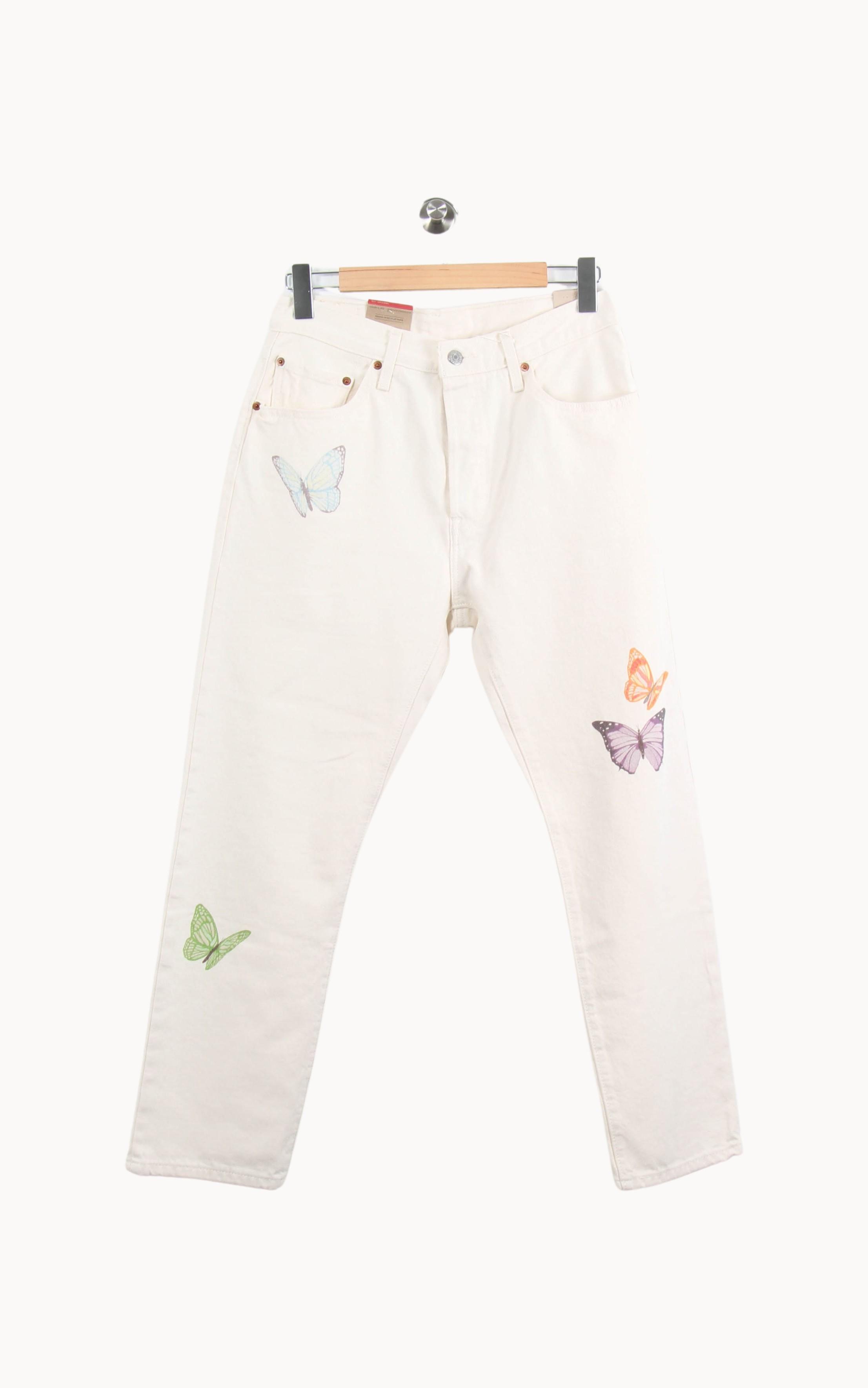 Cropped slim jeans with studs LEVI'S - Seconde main White