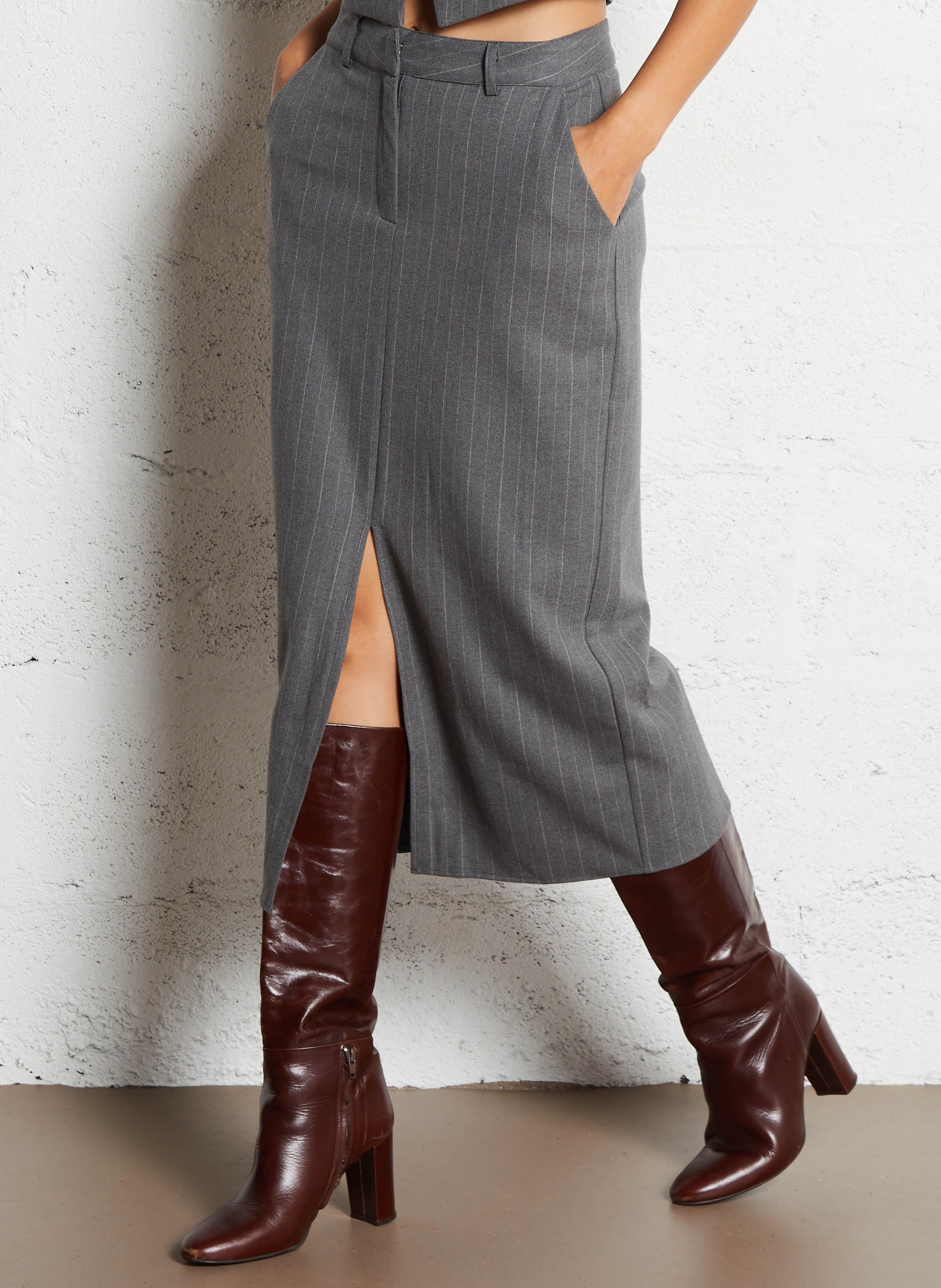 Karierter Midirock LA PETITE ETOILE Grau