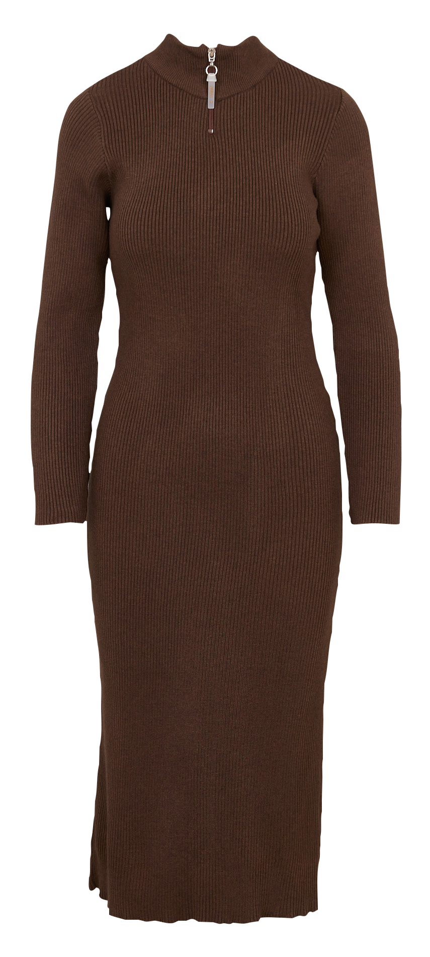Fitted high-neck sweater dress I CODE Brown