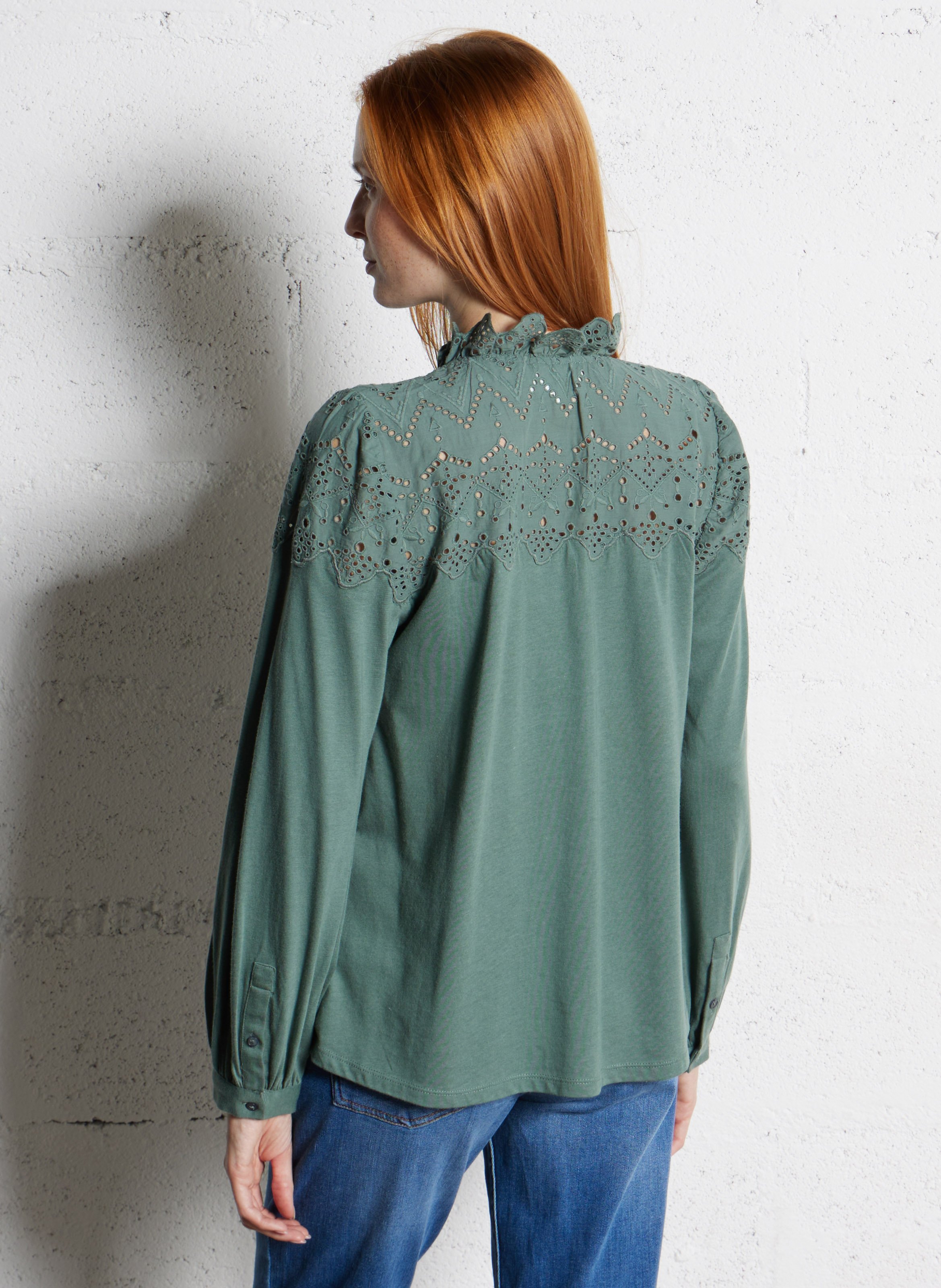 Long-sleeve embroidered top SUD EXPRESS Grey