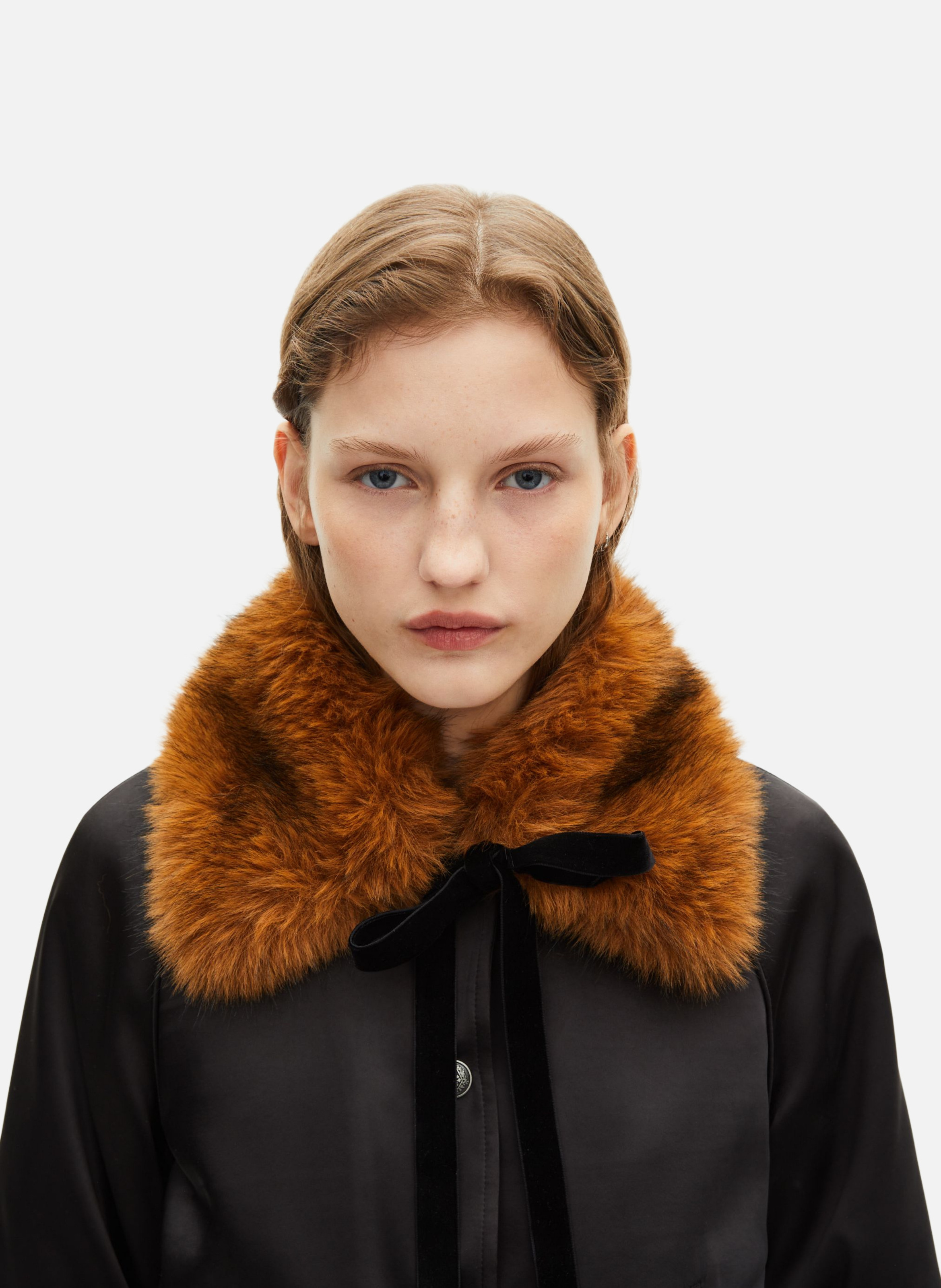 Satin bomber jacket with fur collar THE KOOPLES Black