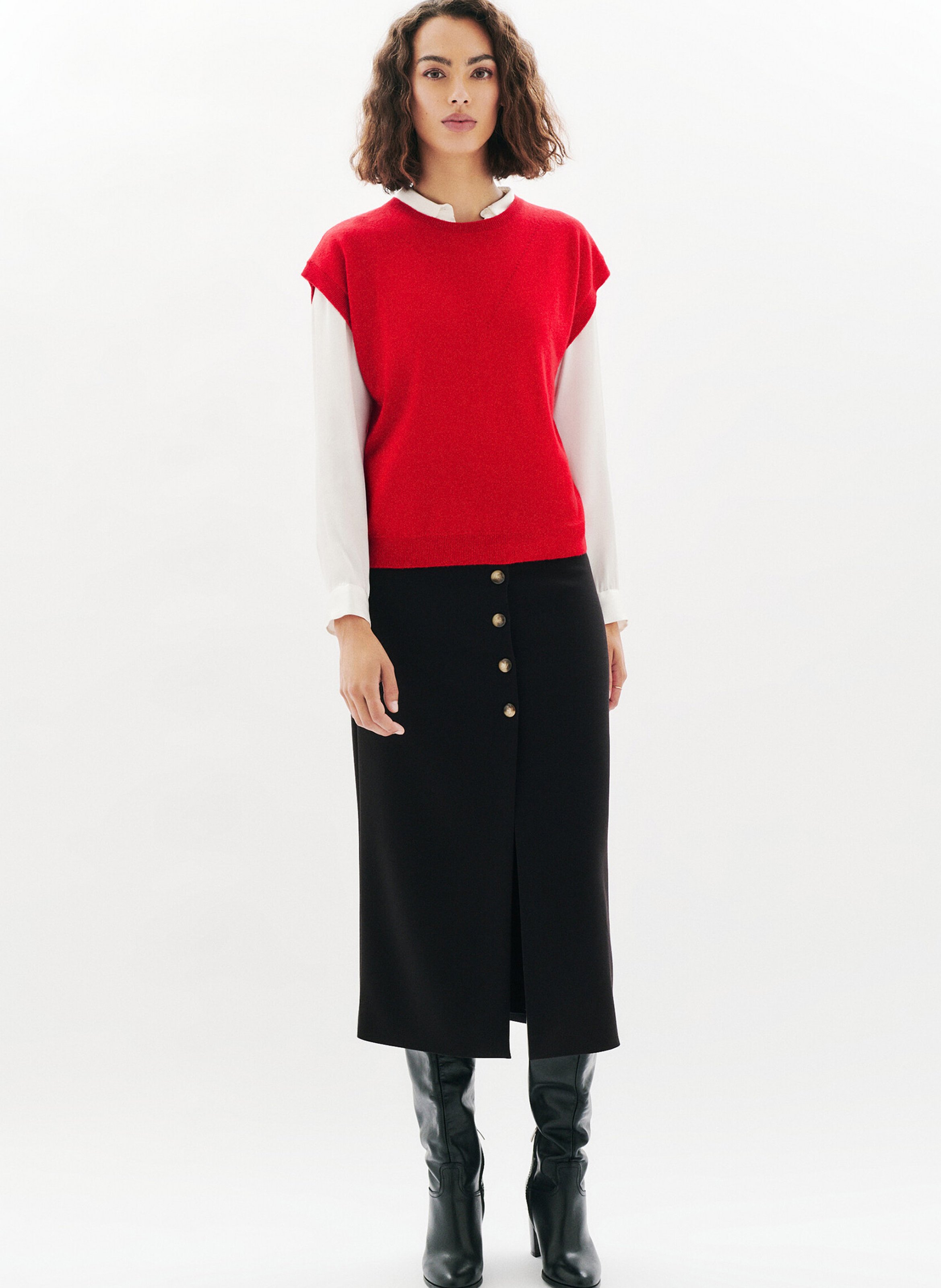 Round-neck wool sweater CAROLL Red
