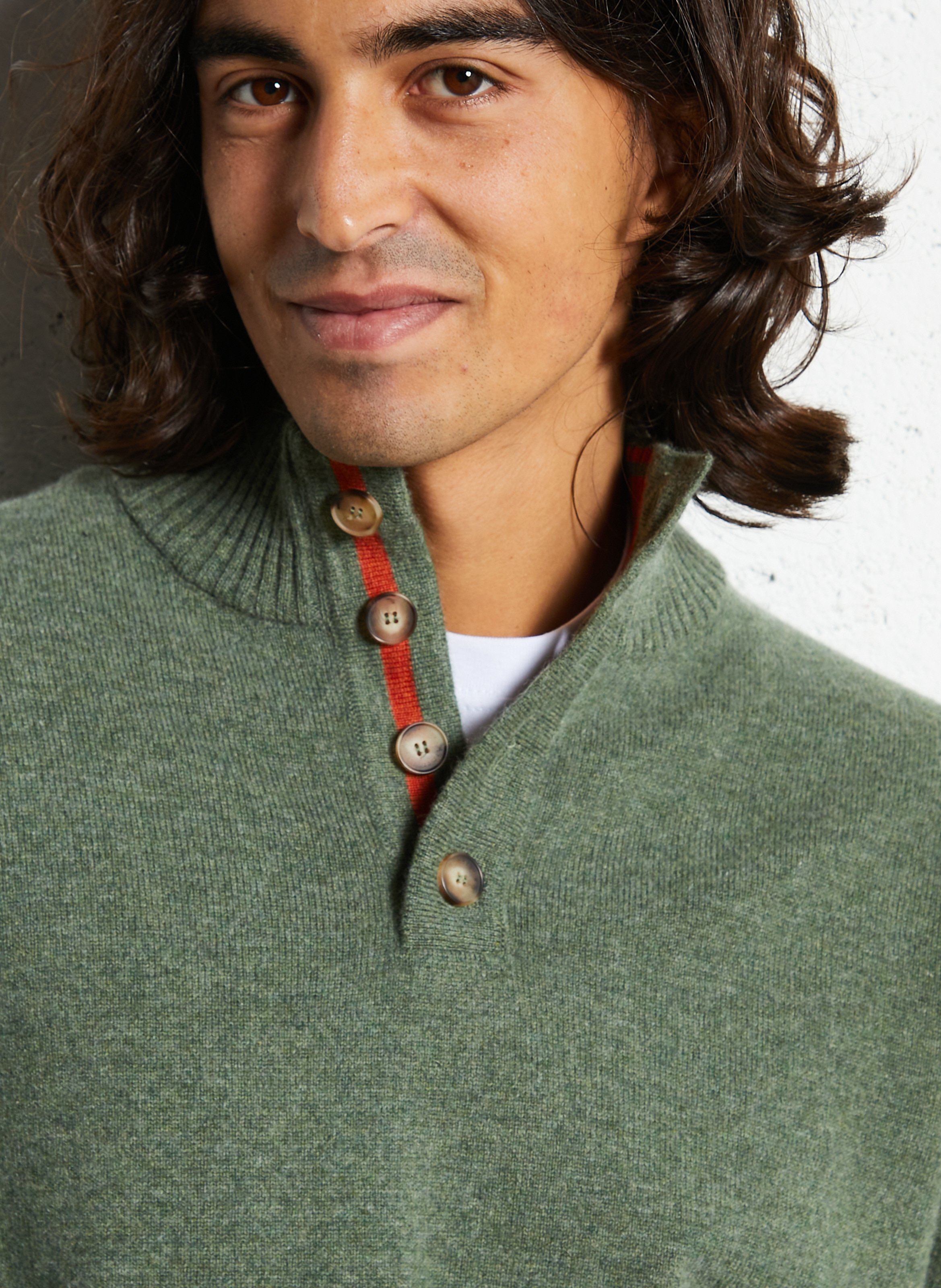 Pull droit col montant en laine ARMOR LUX Rouge