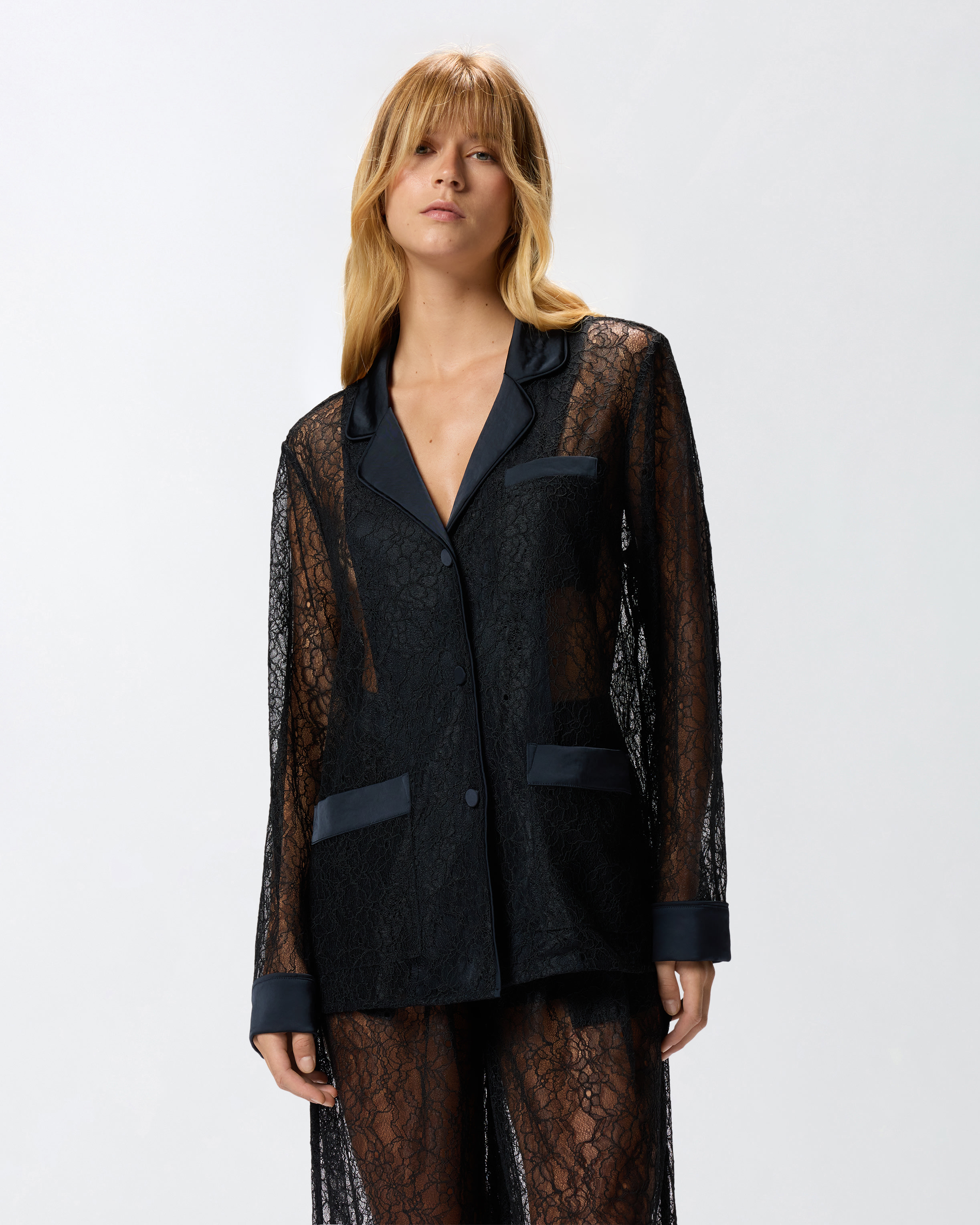 Lace and satin jacket PINKO Blue