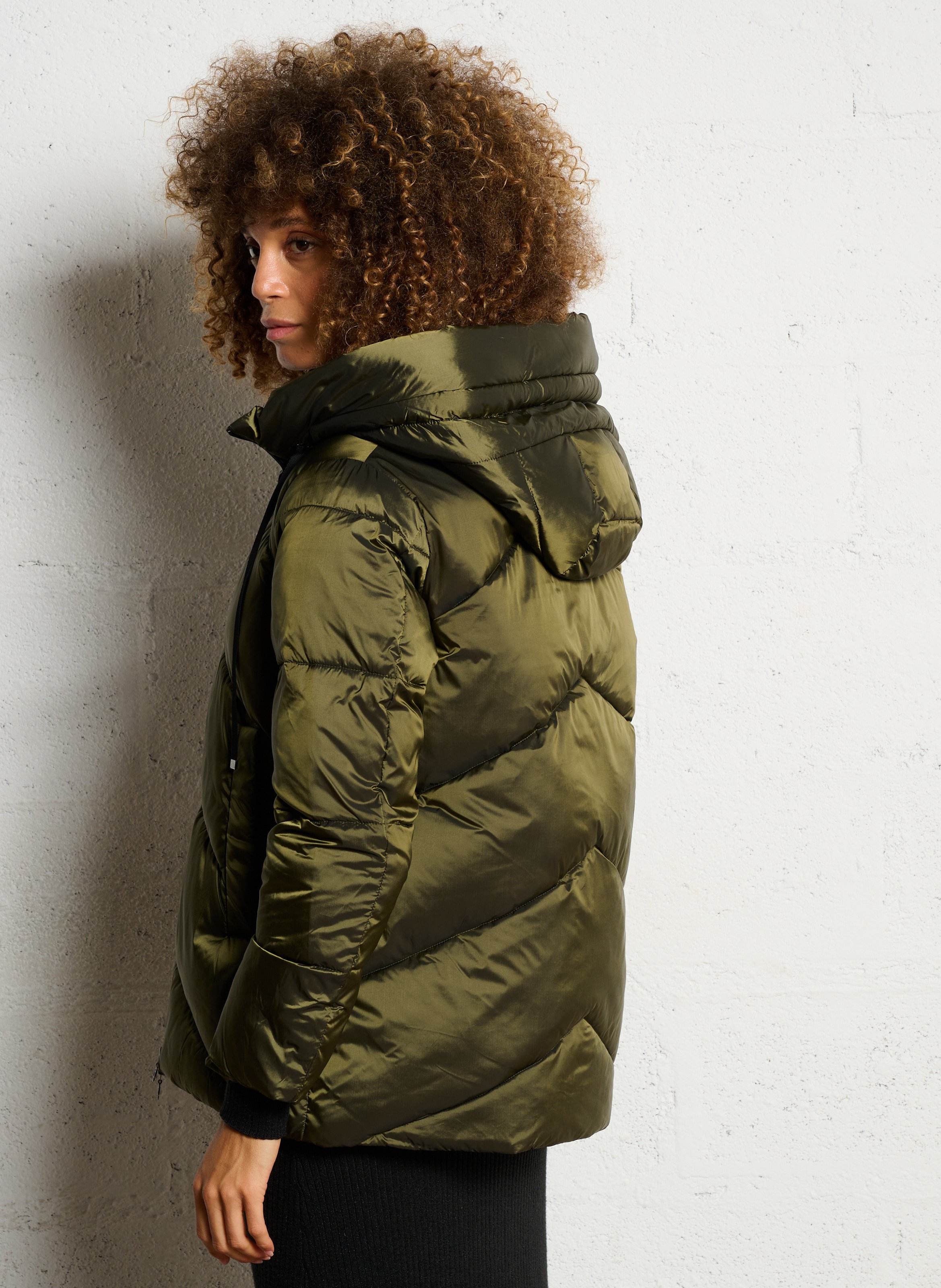 Quilted straight down jacket LE TEMPS DES CERISES Green