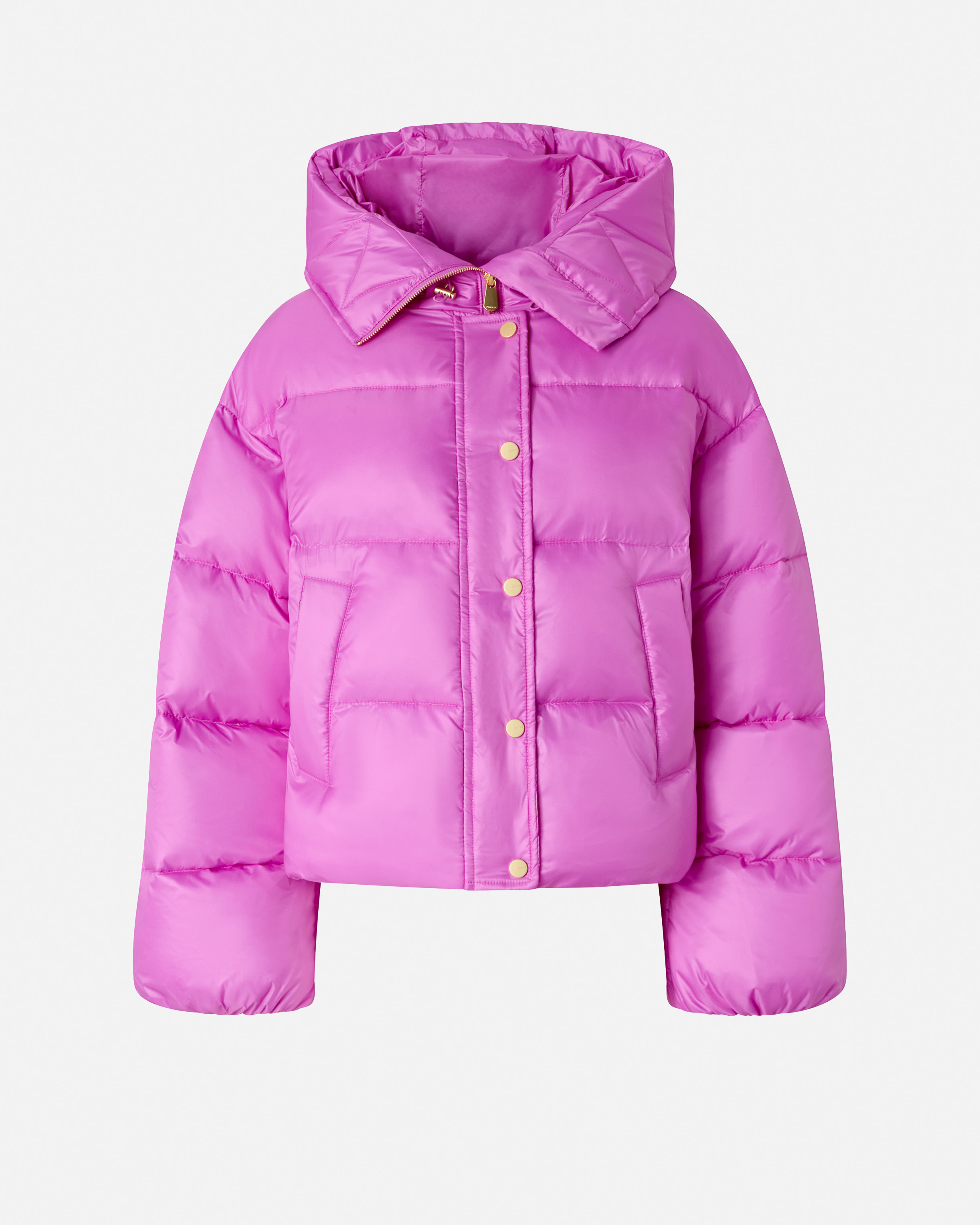 Hooded puffer jacket in technical fabric PINKO Purple