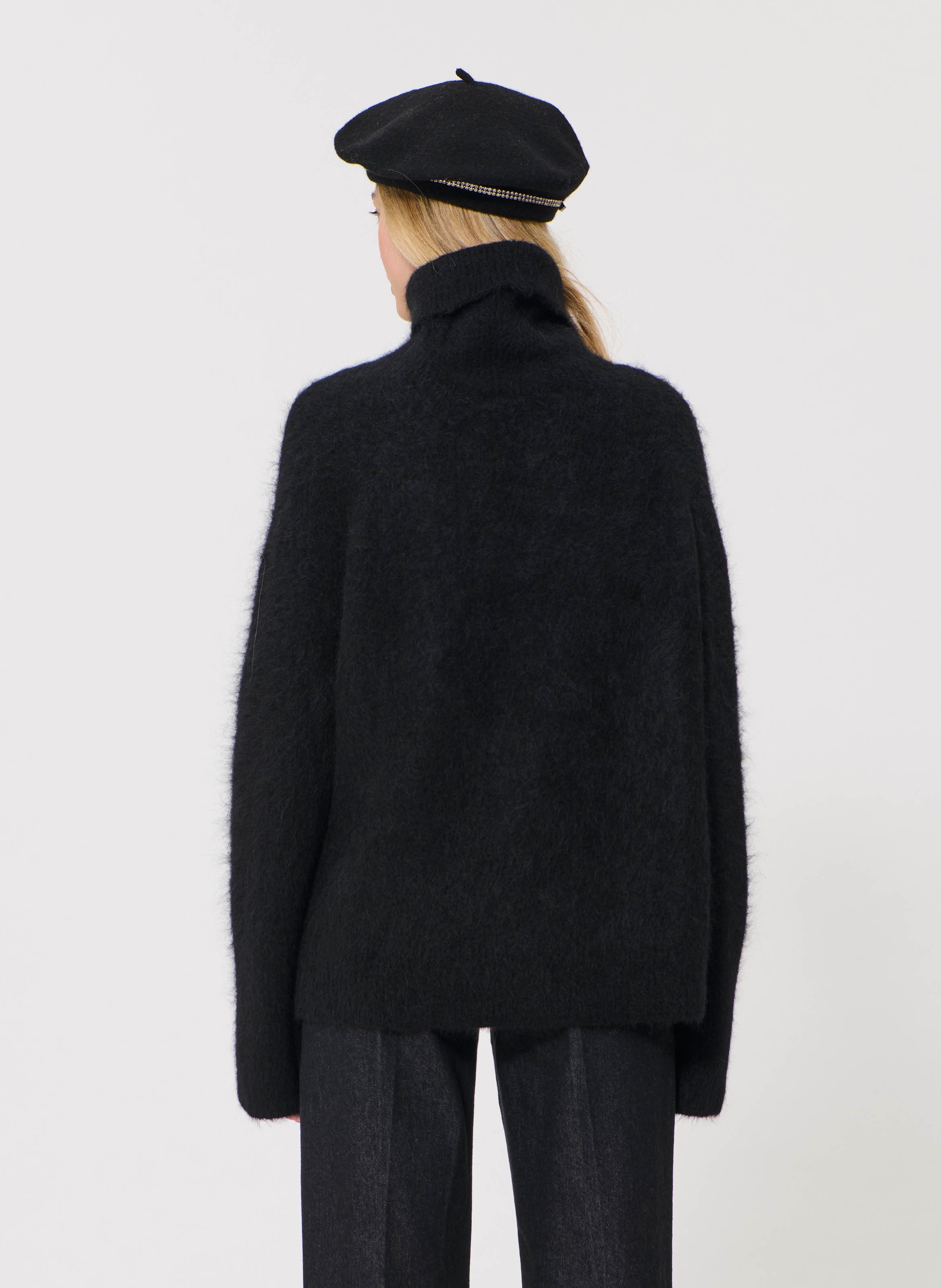 Straight turtleneck sweater in mixed alpaca wool. TARA JARMON Black