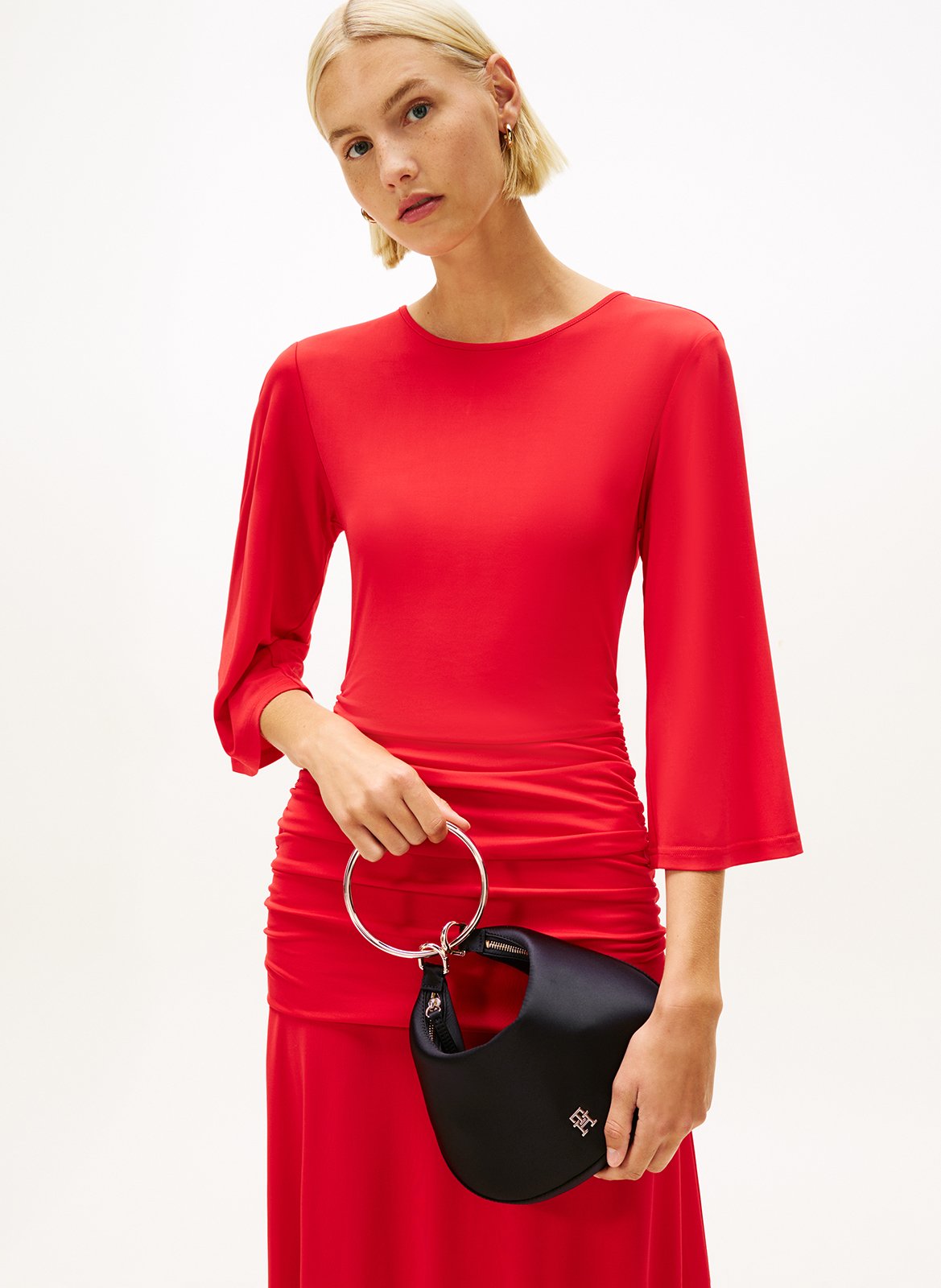 Satin hobo bag with bracelet handle TOMMY HILFIGER Black