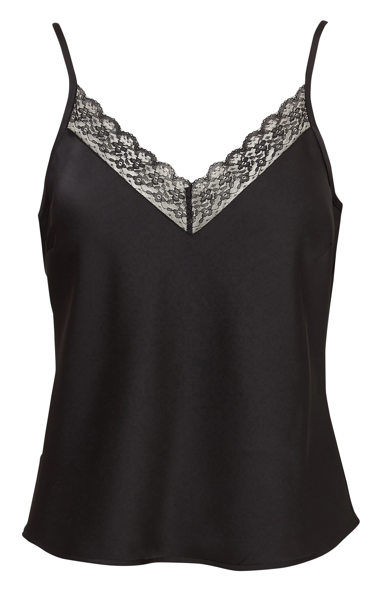 Kanten hemdje in effen kleur met bandjes KOOKAI Zwart