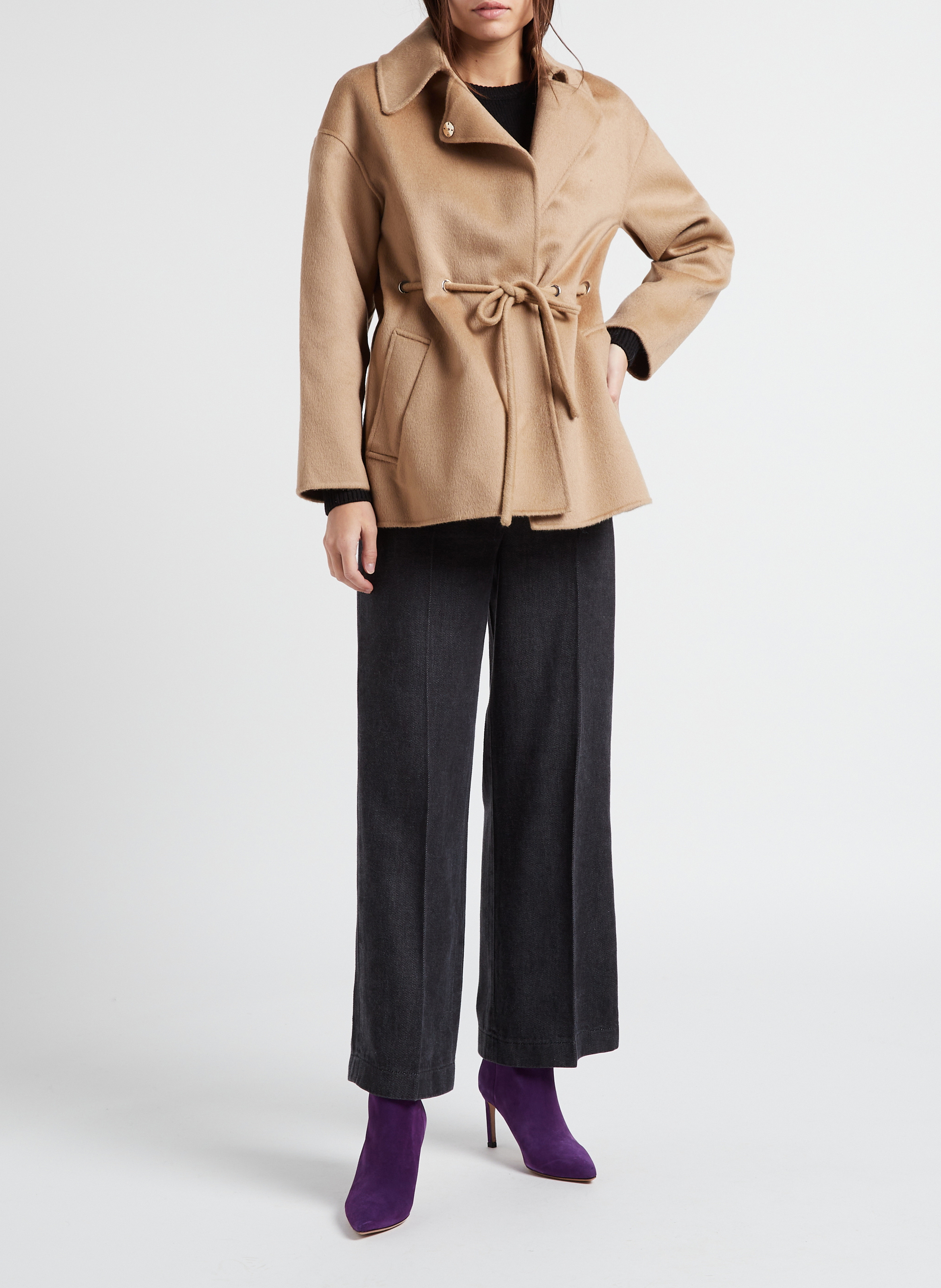 Manteau ample col classique en laine mélangée BA&SH Marron