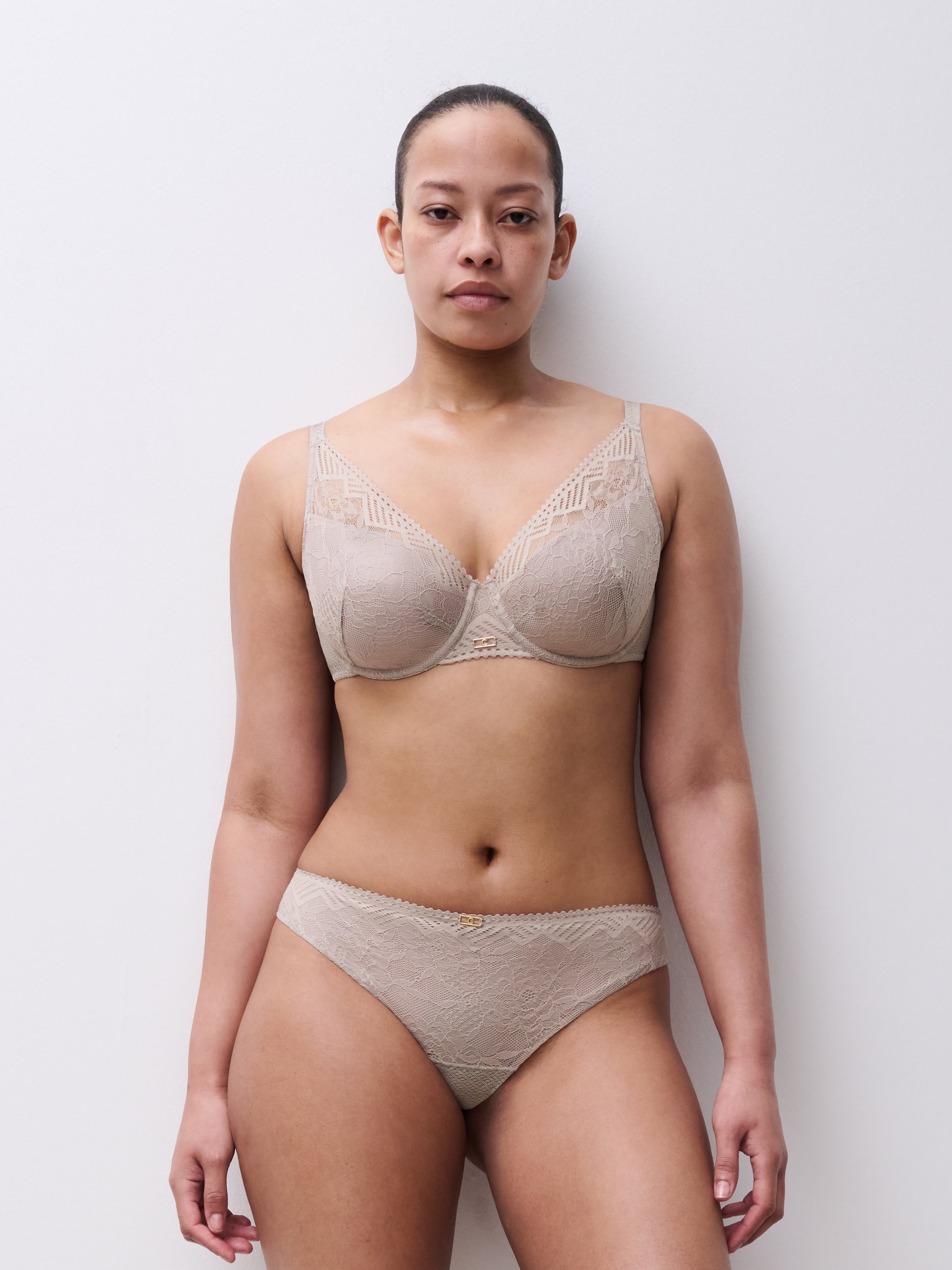 Plunging spacer bra Brown