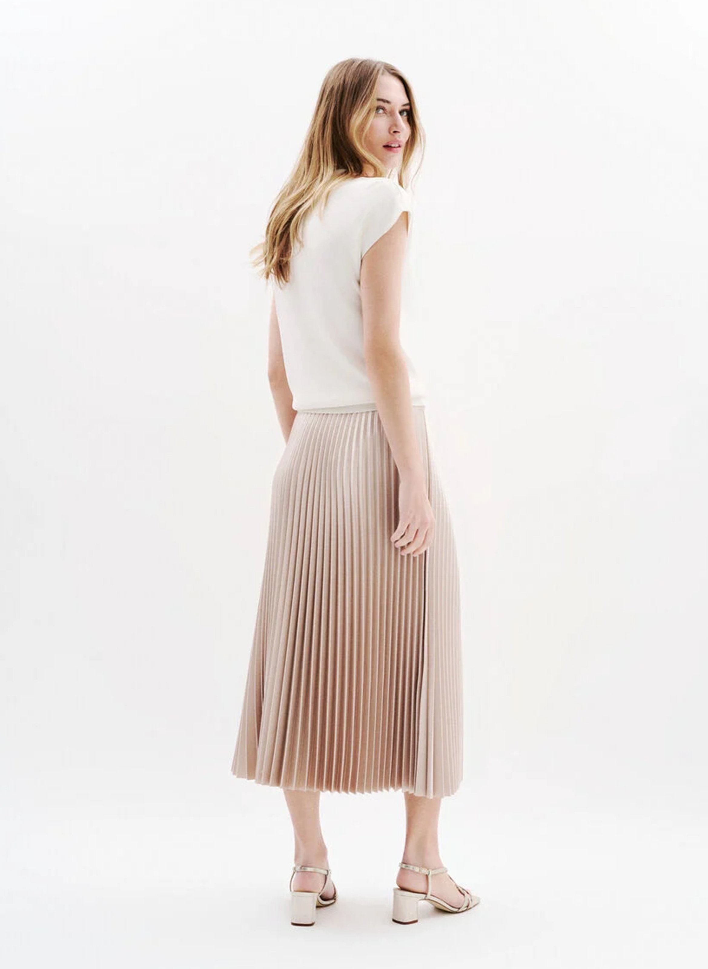 Jupe midi plisée  CAROLL Doré