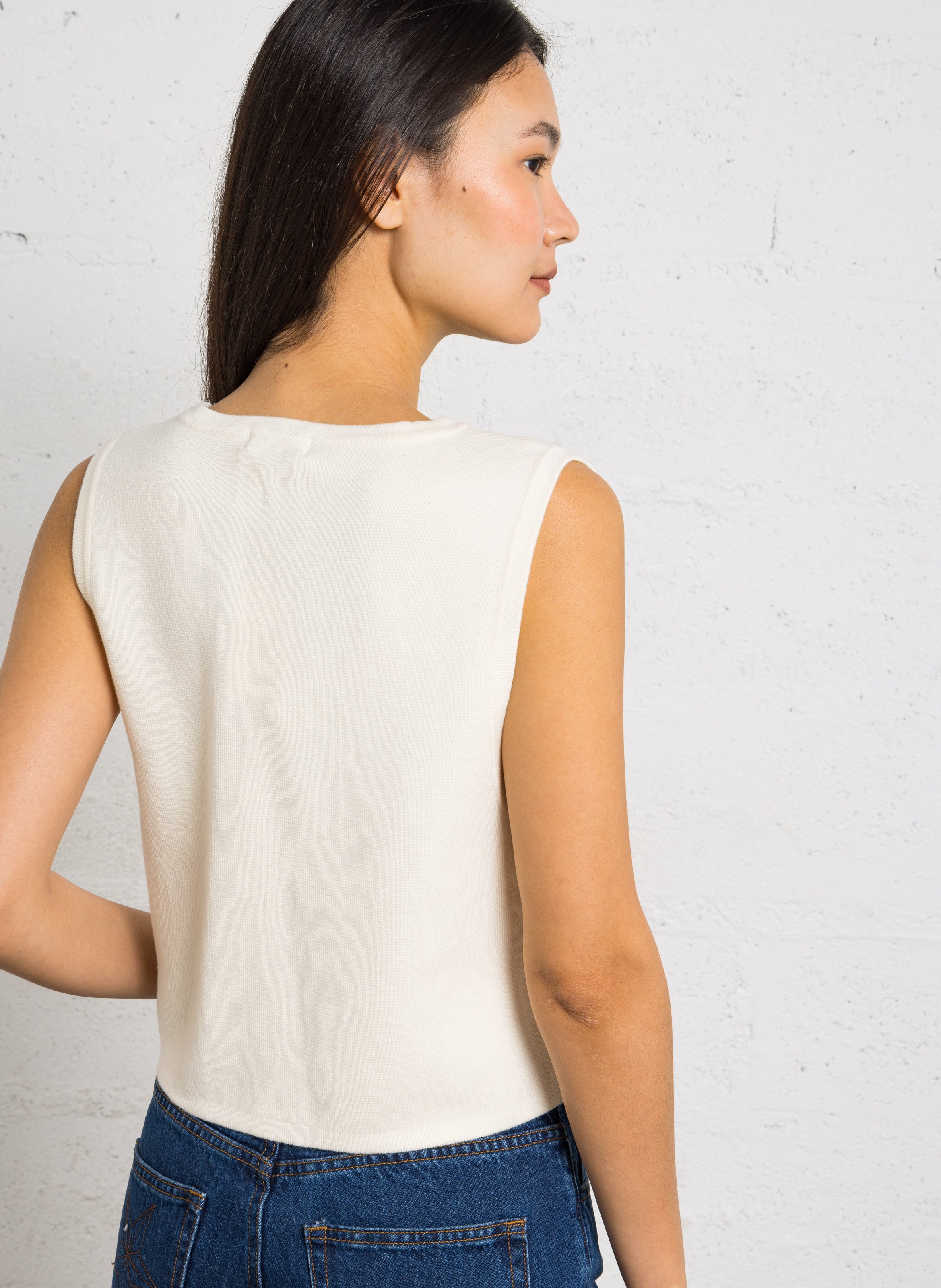 Gilet droit col V  LOUISE MISHA Blanc