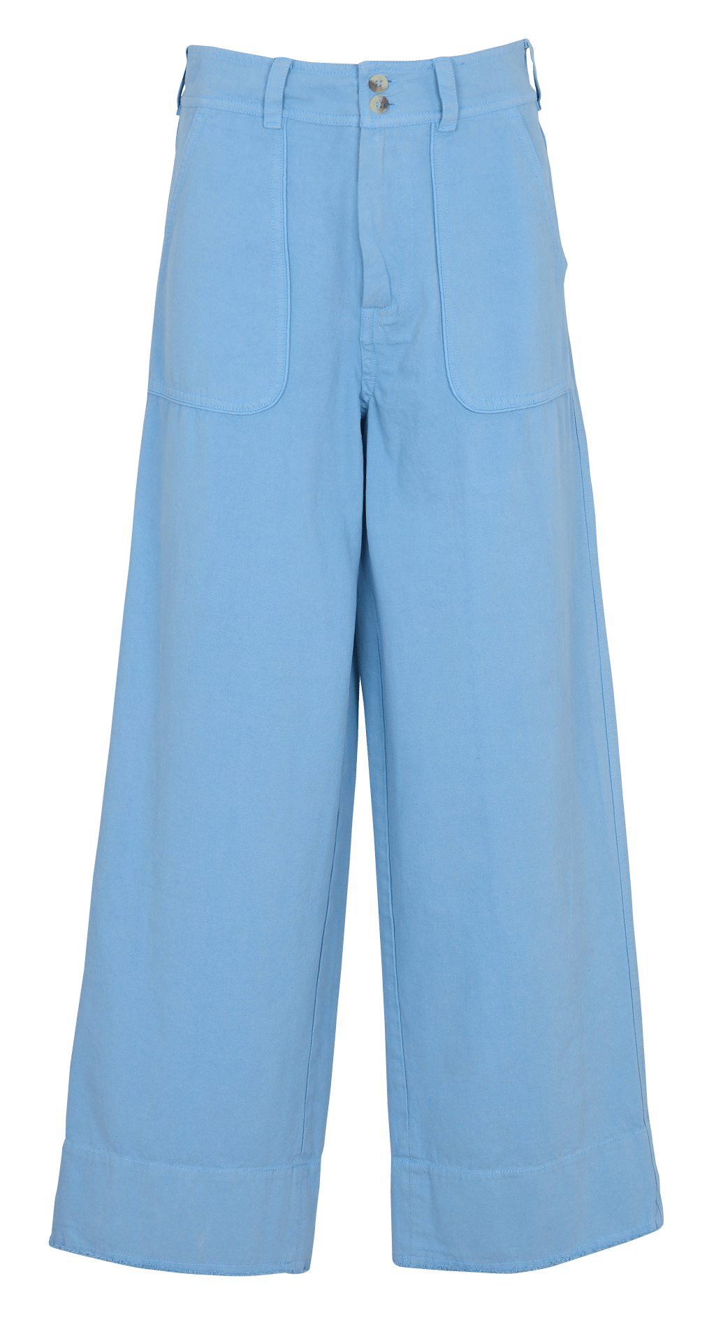 Weit geschnittene Taillenhose aus Baumwolle LEON & HARPER Blau