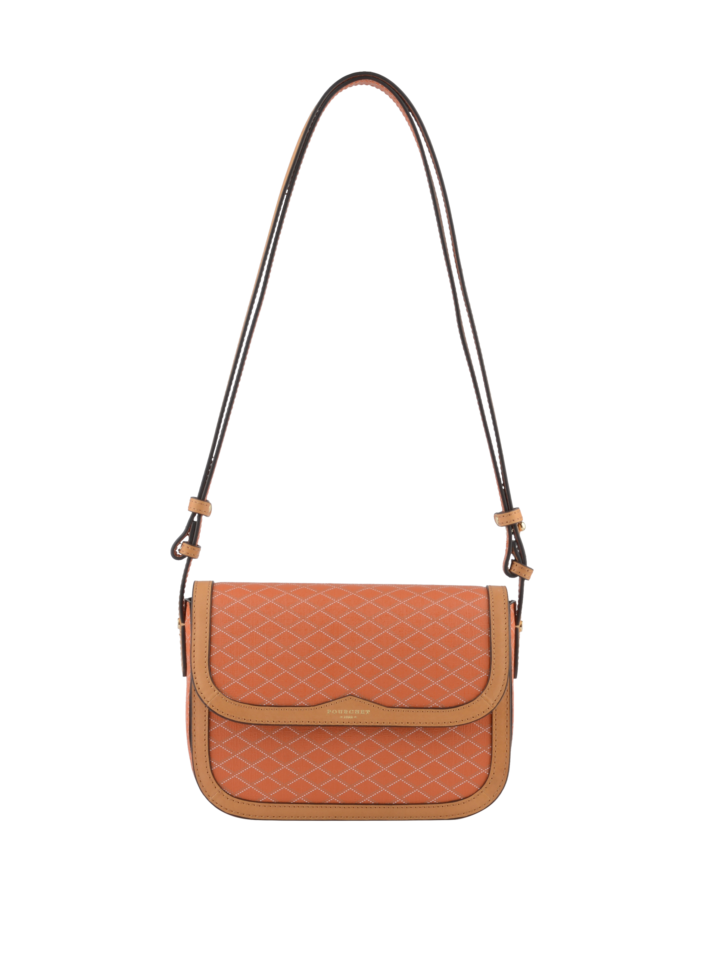 Coated canvas shoulder bag POURCHET Orange