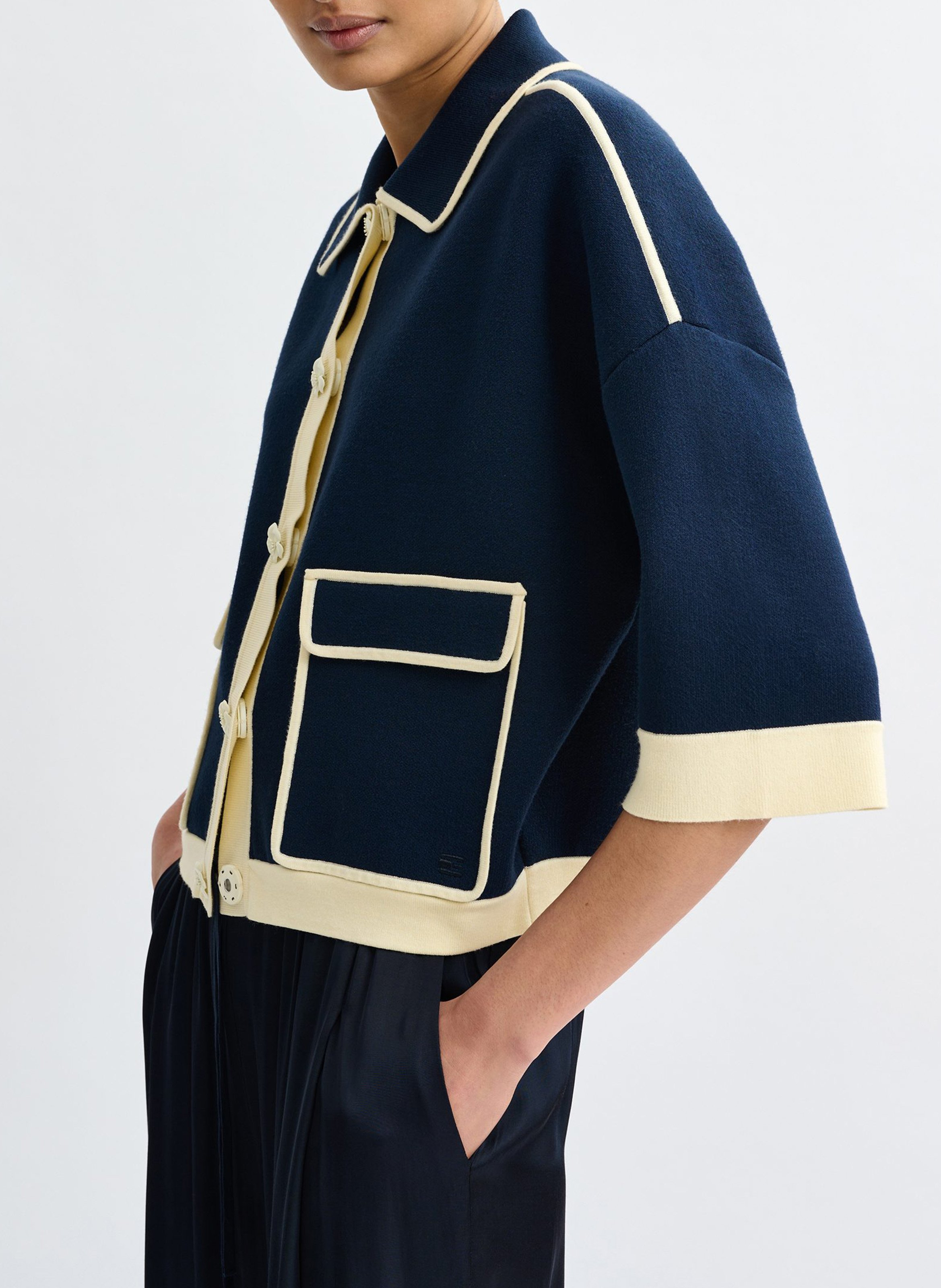 Cardigan with classic collar ESSENTIEL ANTWERP Blue