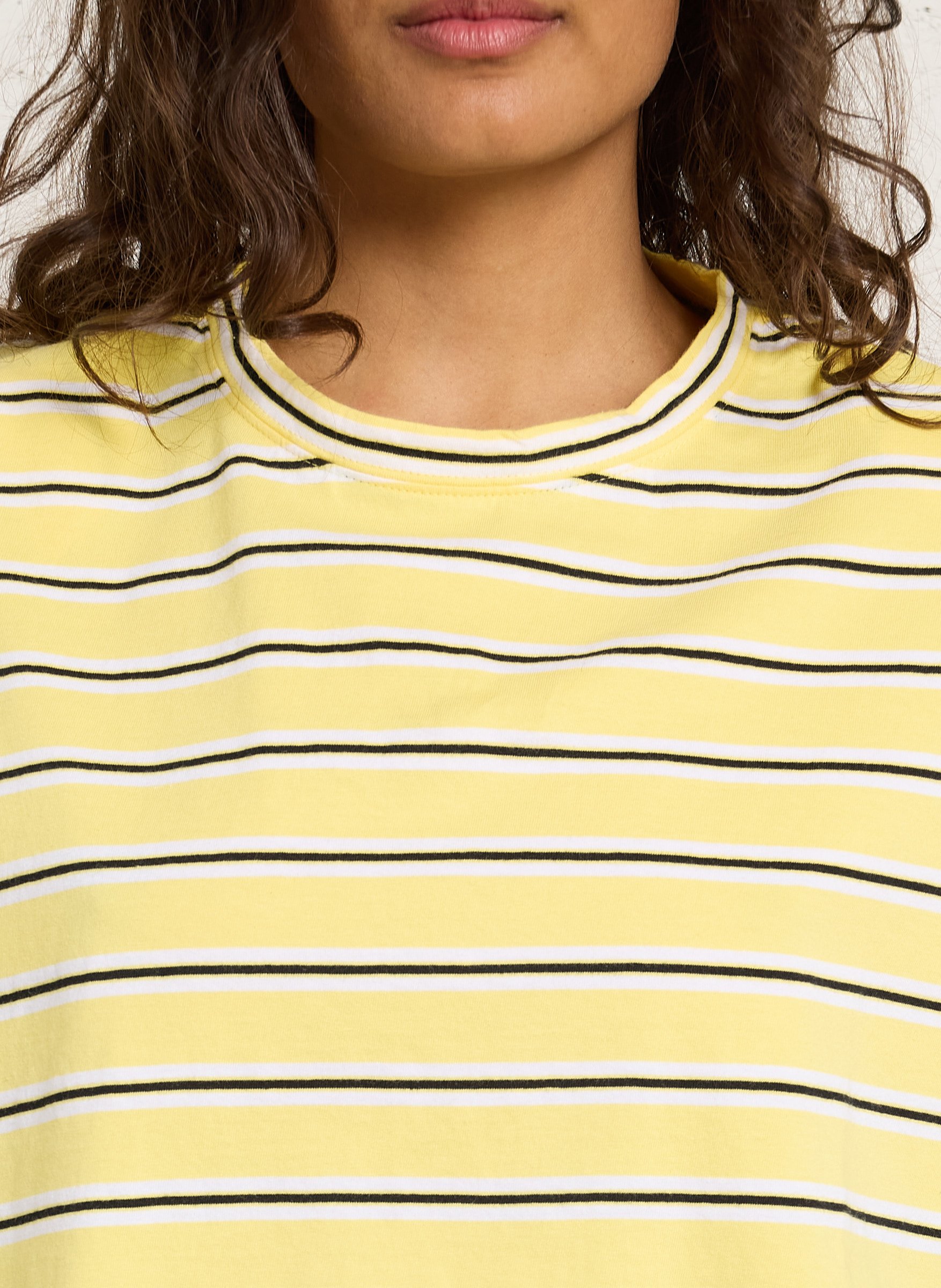 Tee-shirt oversize col rond en coton rayé BERENICE Jaune