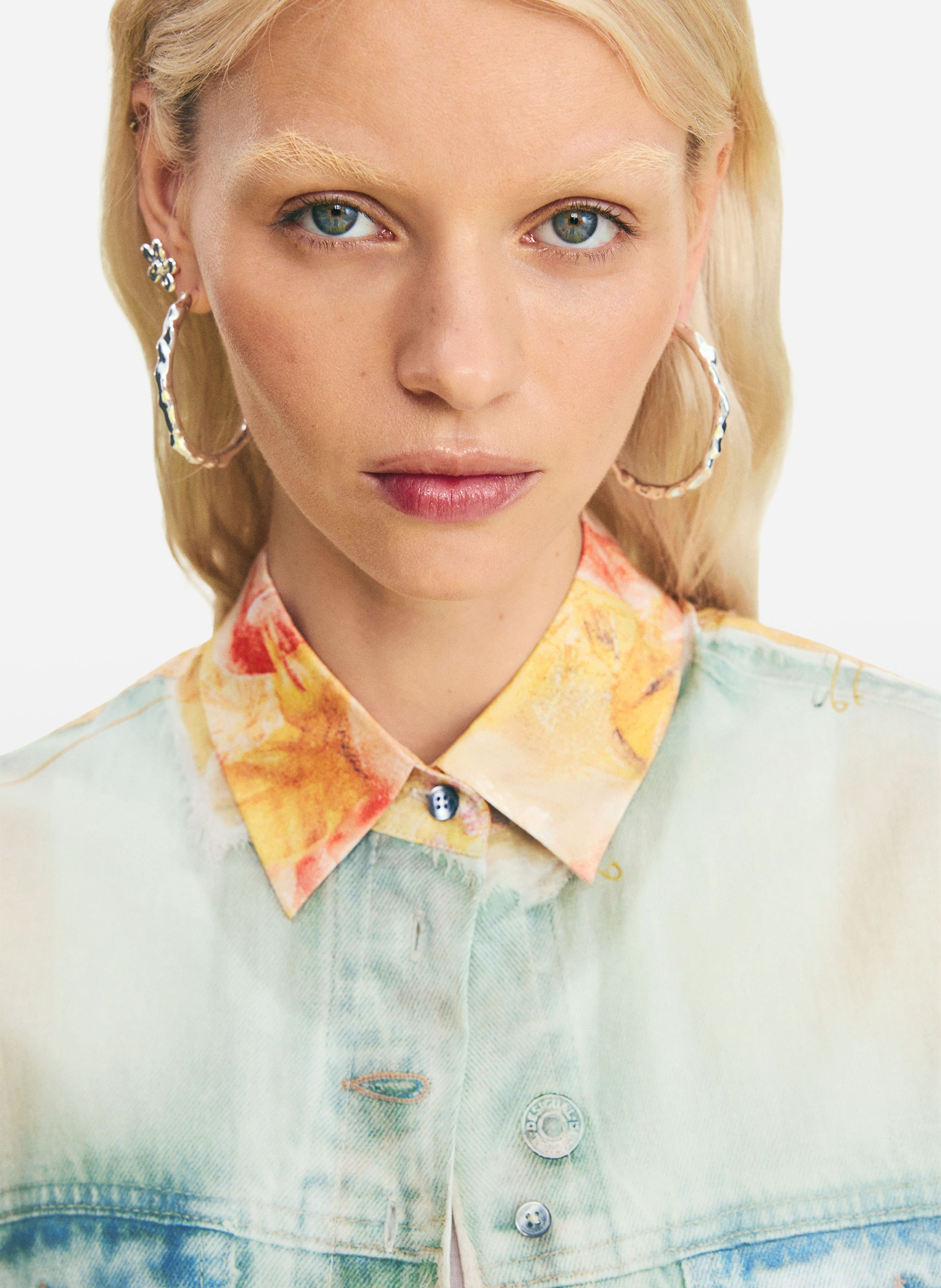 Chemise ample imprimée en coton DESIGUAL Jaune