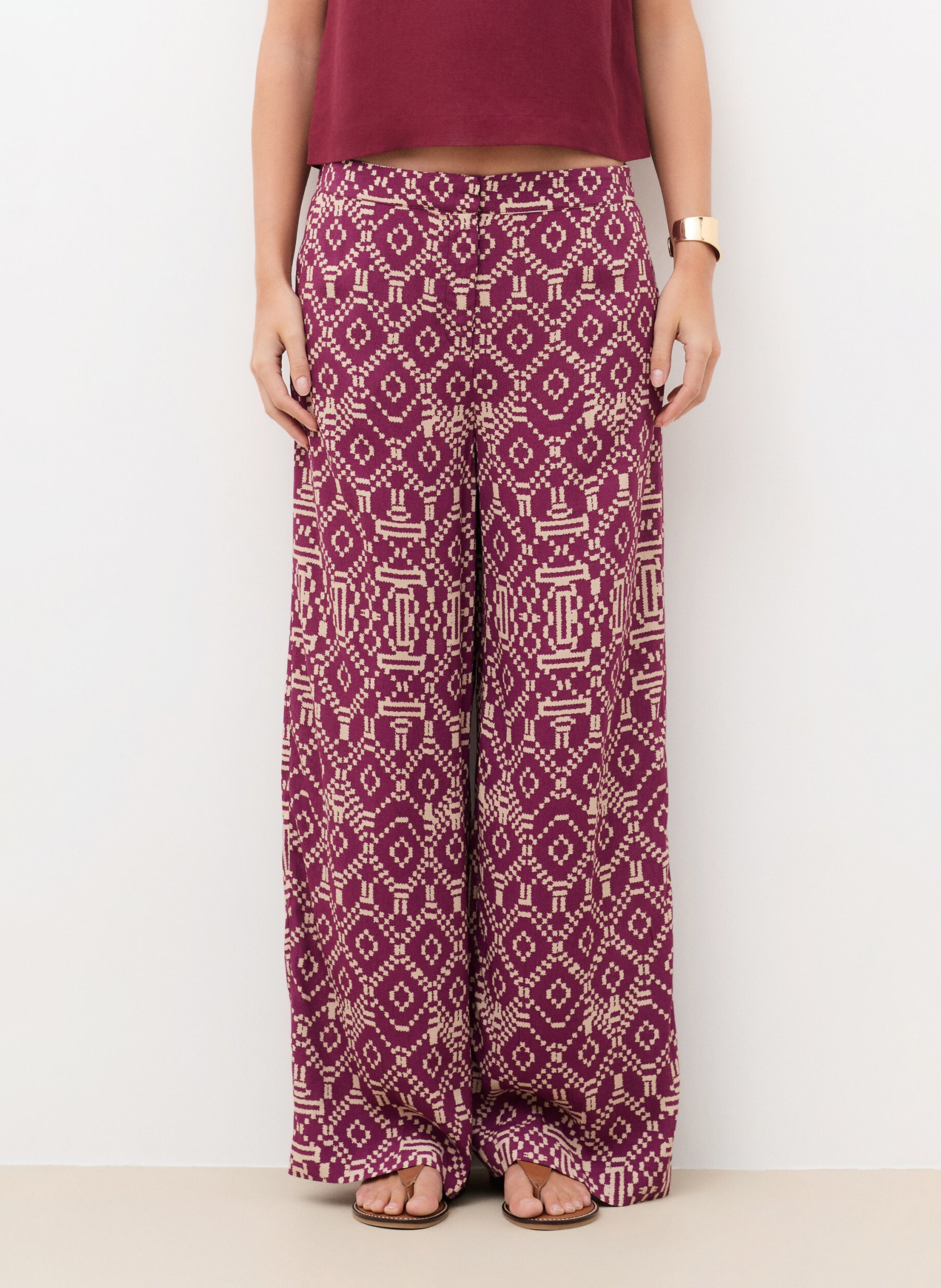 Pantalon large imprimé CAROLL Rouge