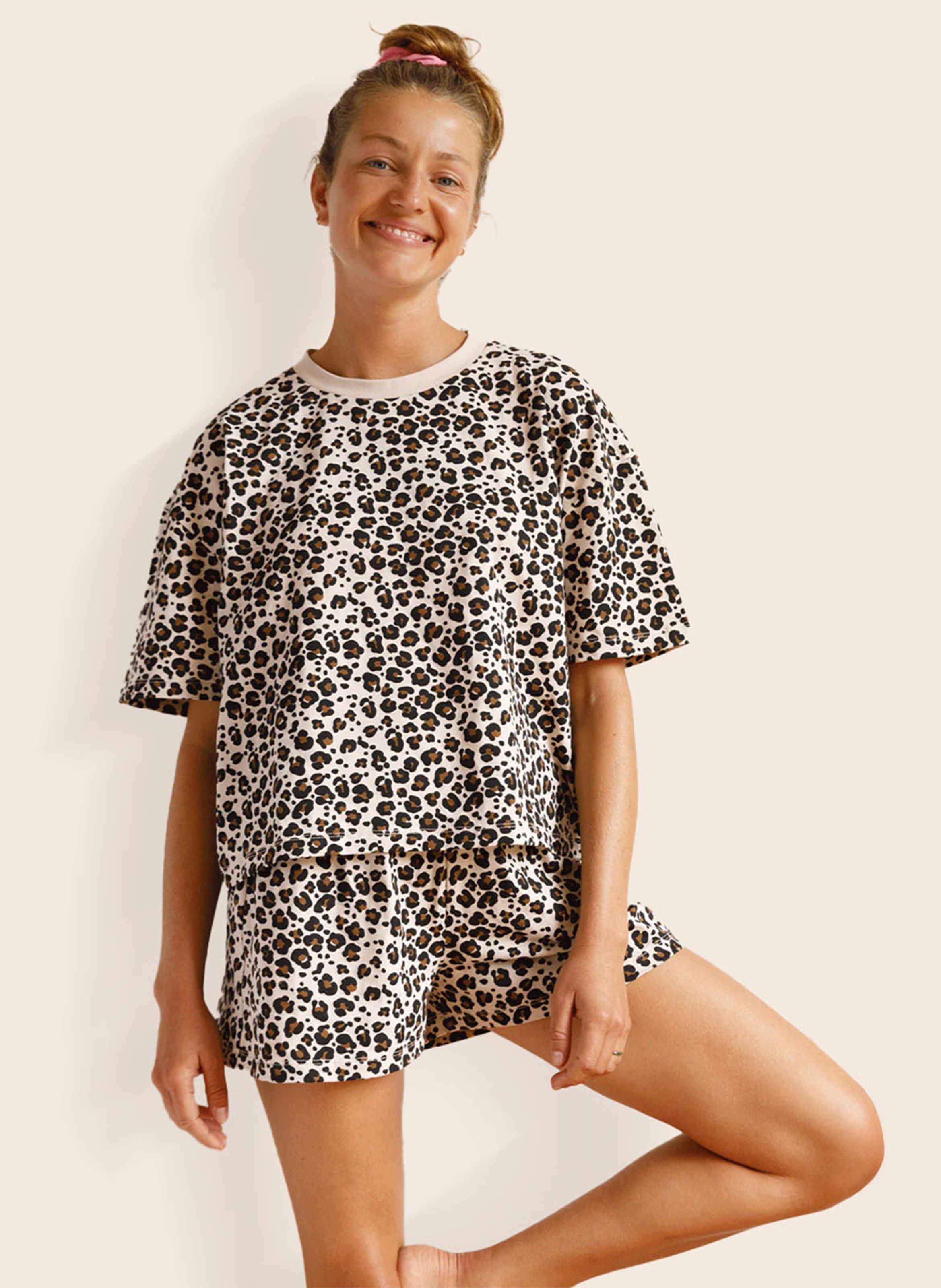 Ensemble de pyjama en coton bio mélangé imprimé WE ARE JOLIES Beige