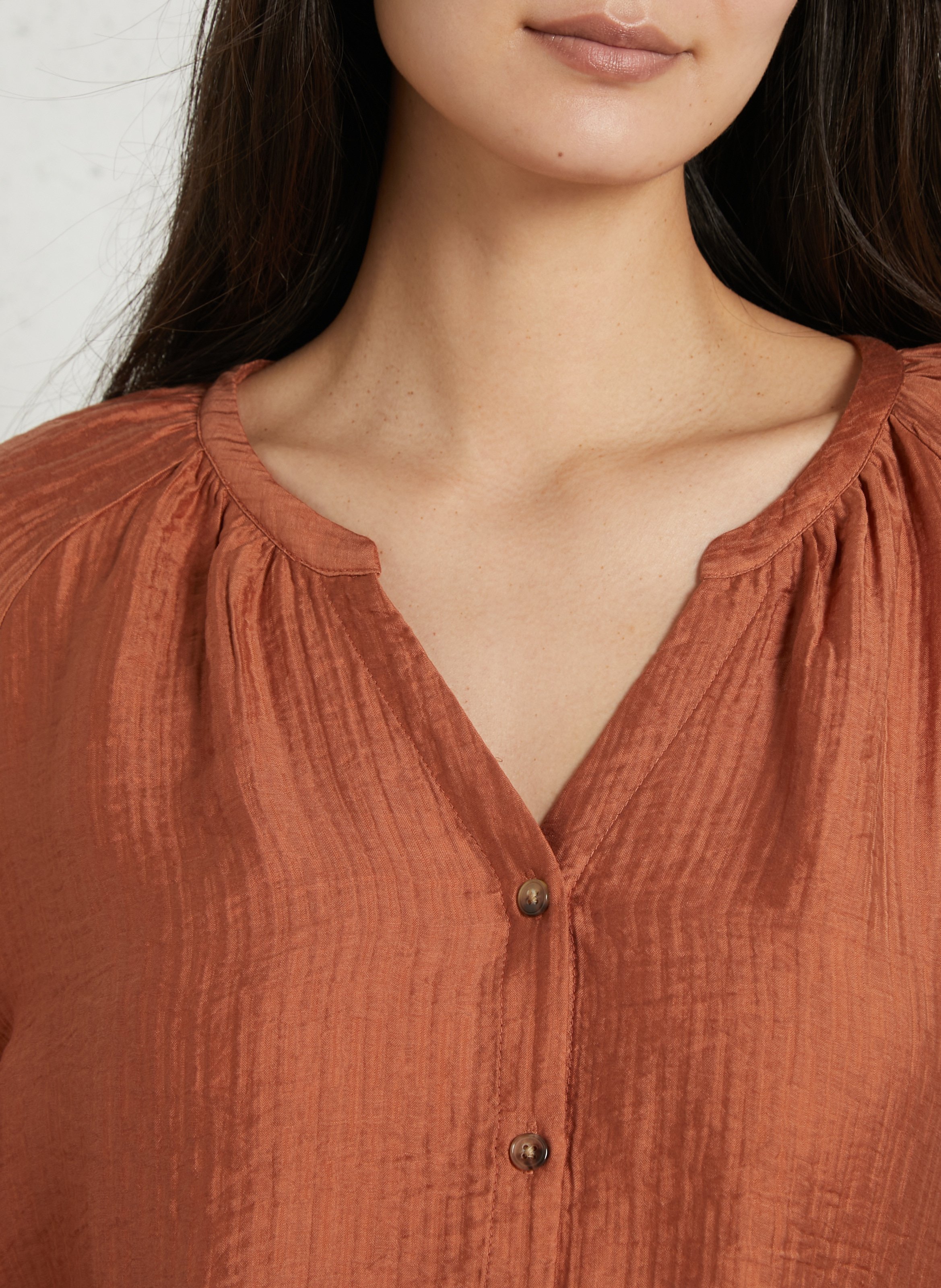 Textured V-neck blouse MAISON 123 Red