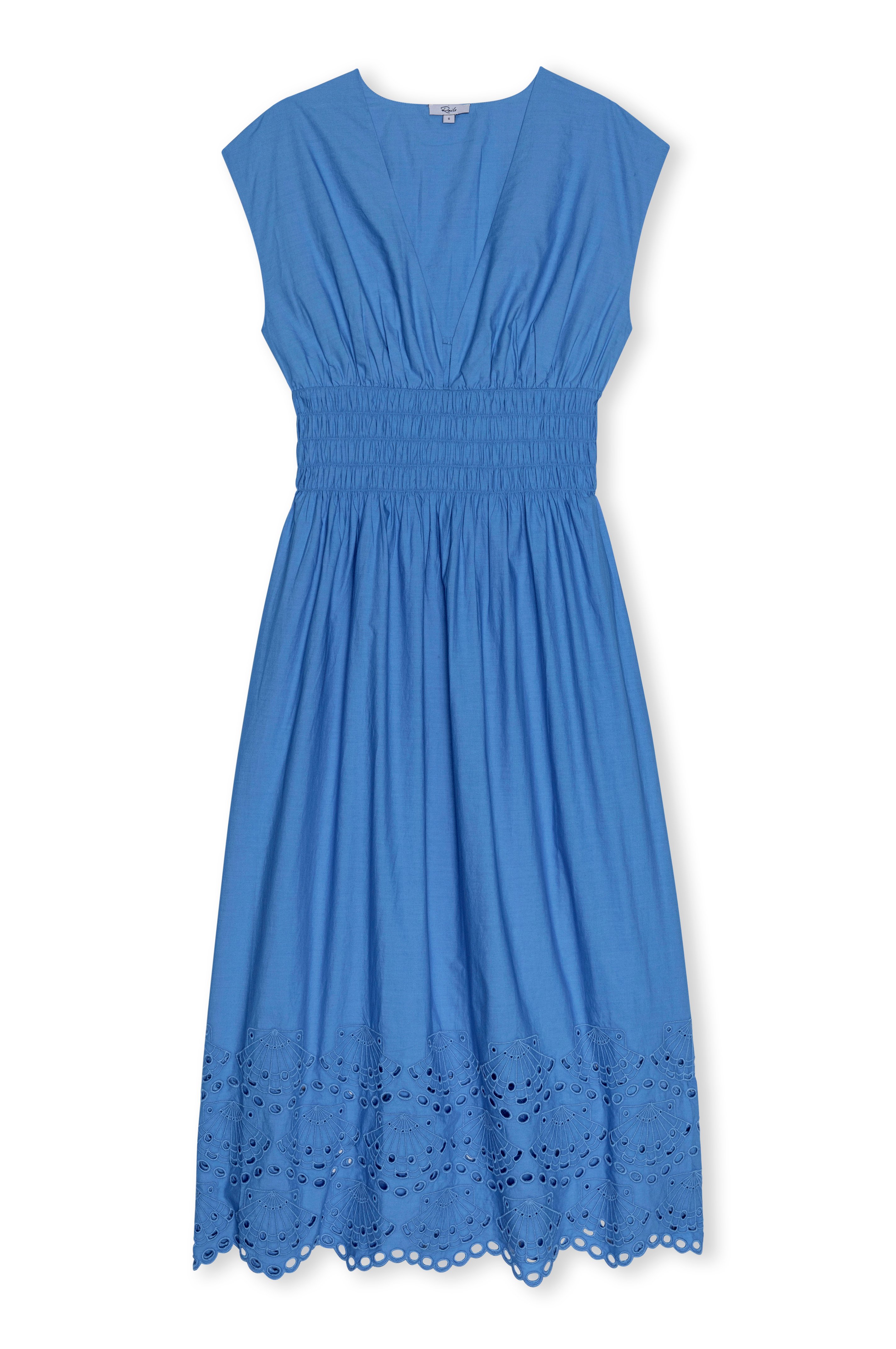 Halflange, katoenen jurk met V-hals RAILS Blauw