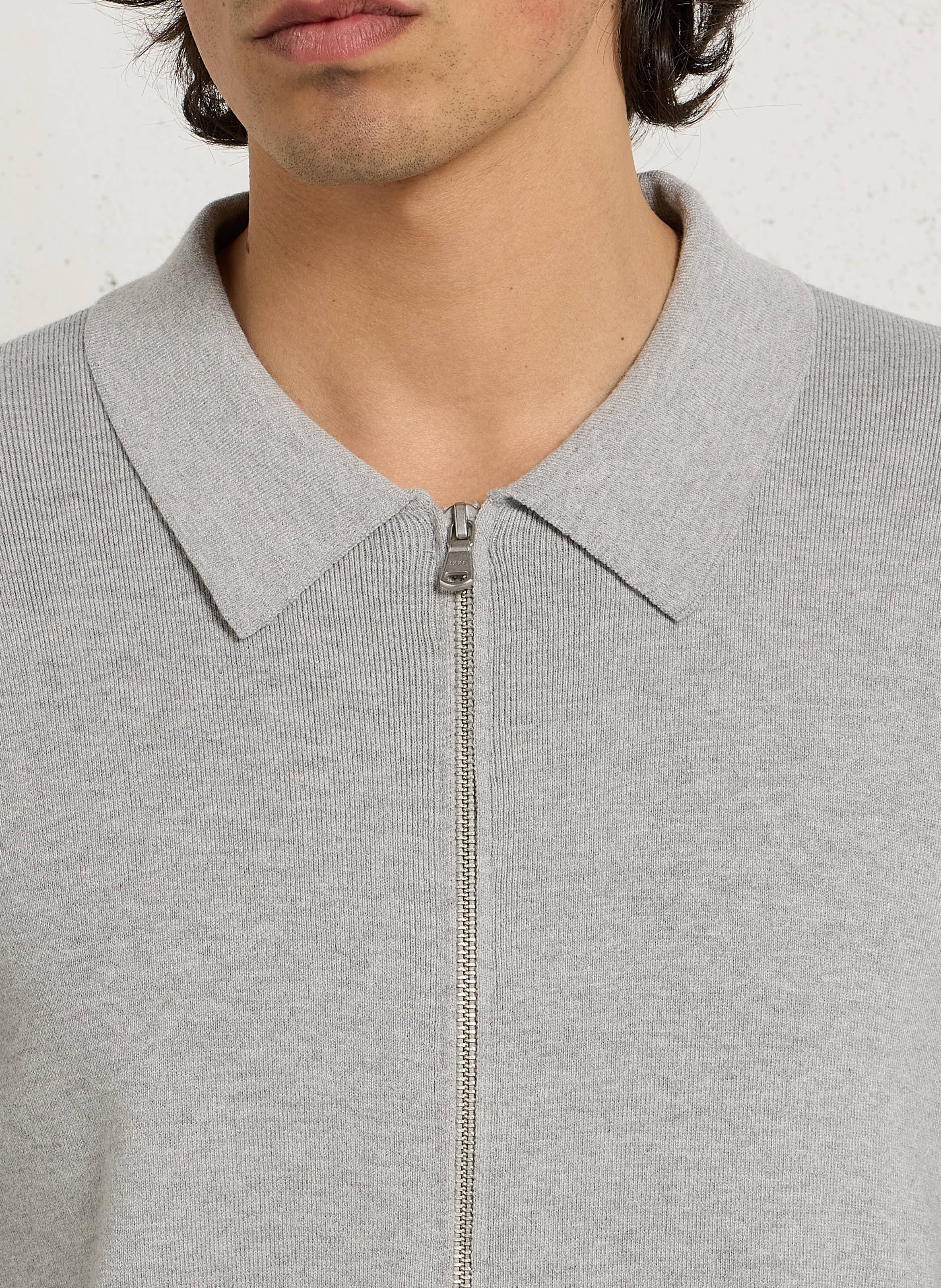 Classic straight knit cardigan with a regular collar IKKS Grey