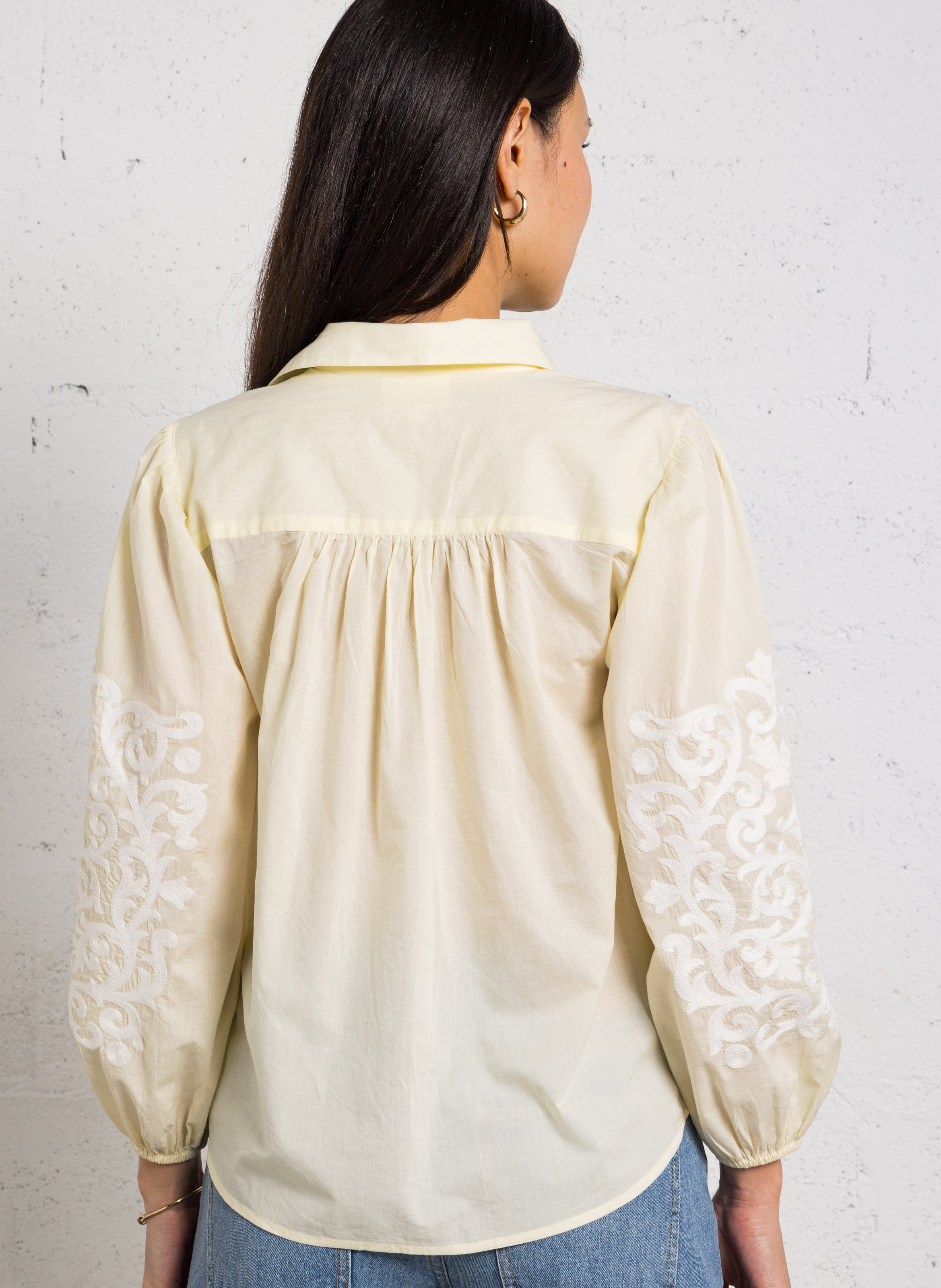 Chemisier ample col V en coton MAISON 123 Jaune