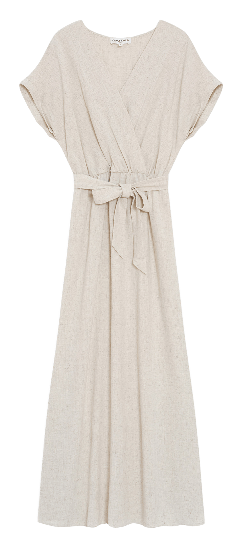 Robe longue col V GRACE ET MILA Beige