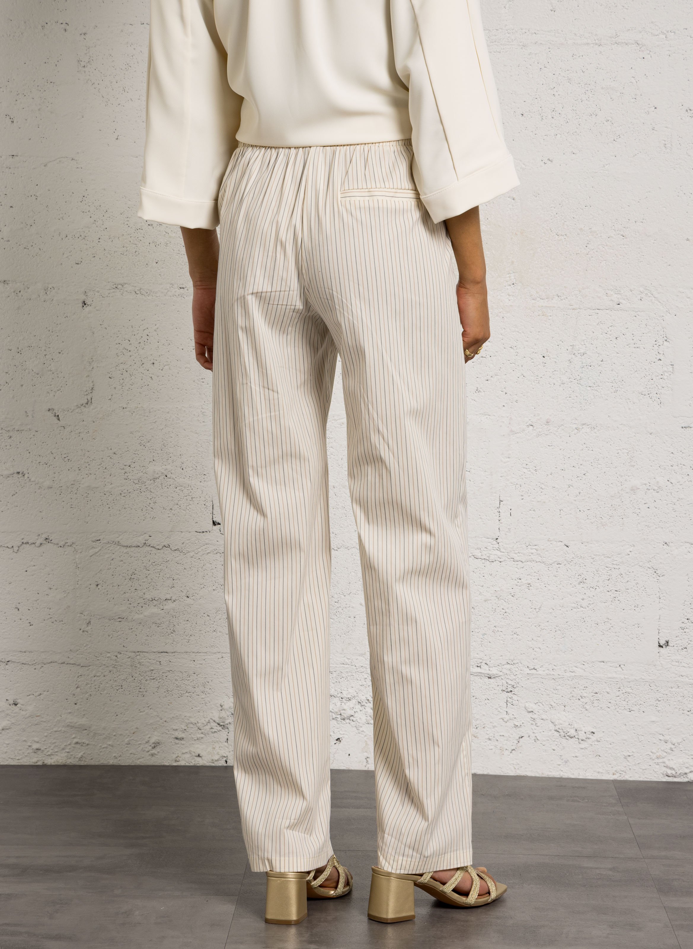 Pantalon droit en coton mélangé rayé IMPERIAL Beige