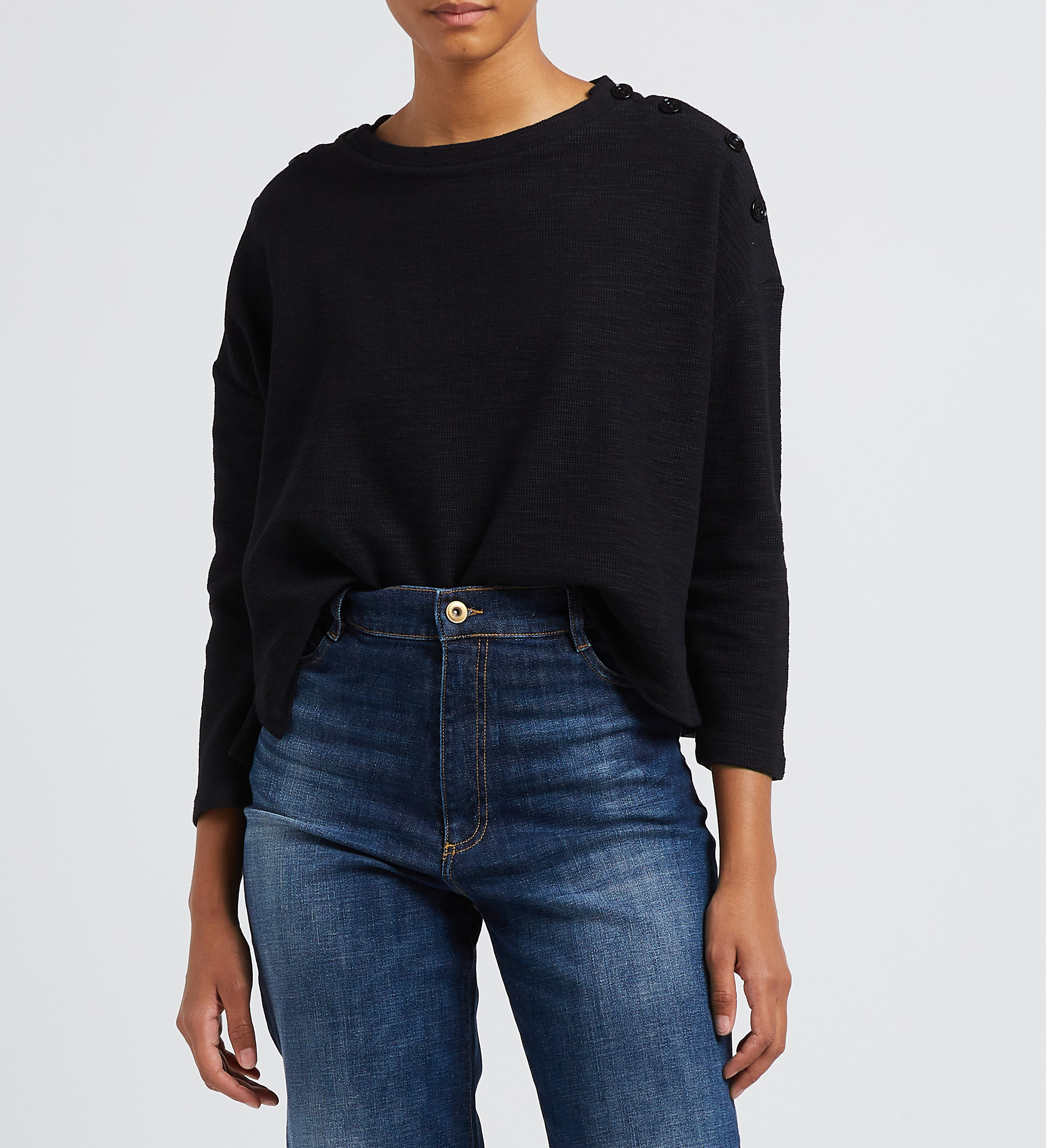 Round-neck cotton-blend sweater SESSUN Black