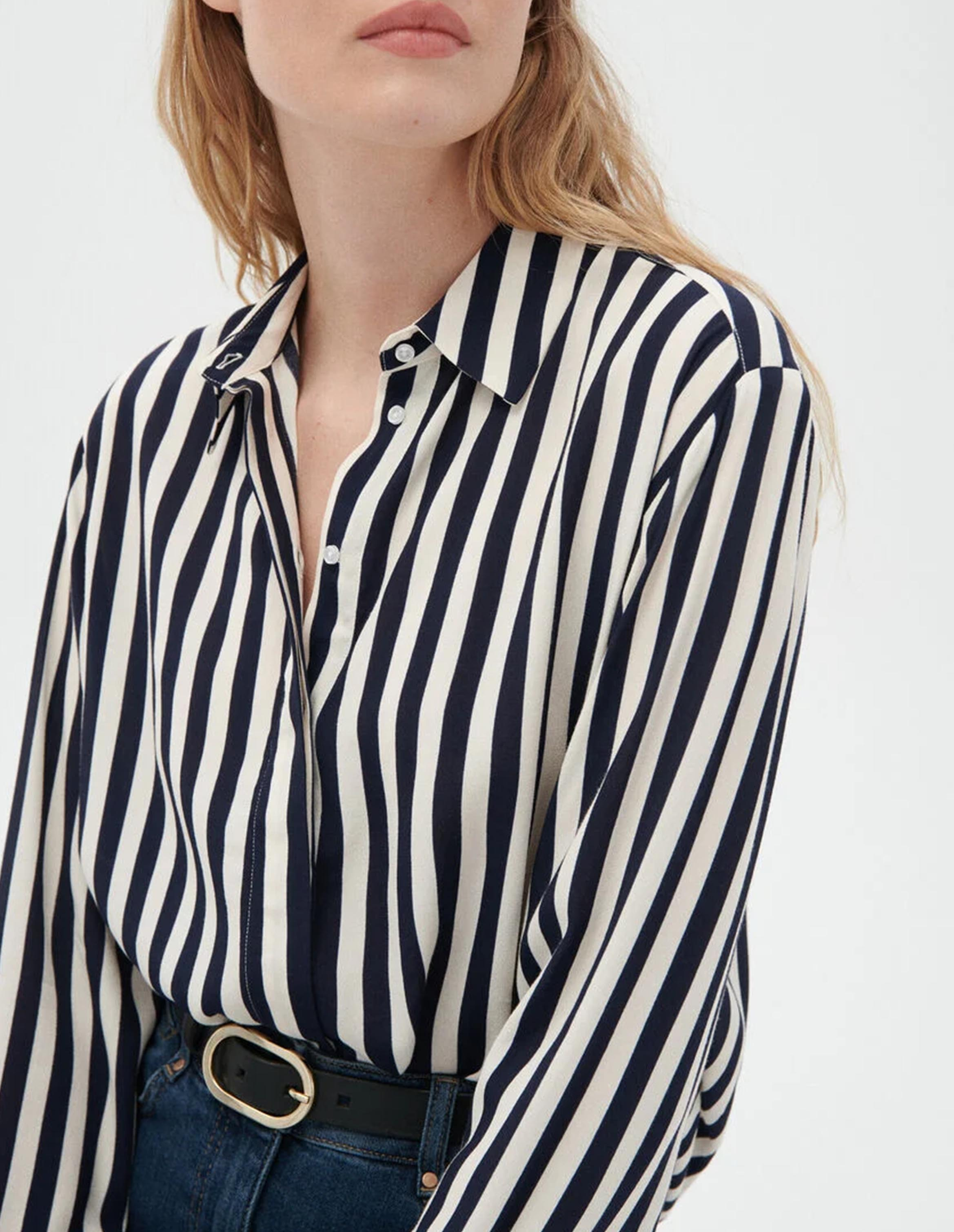 Chemise à rayures col classique CAROLL Bleu
