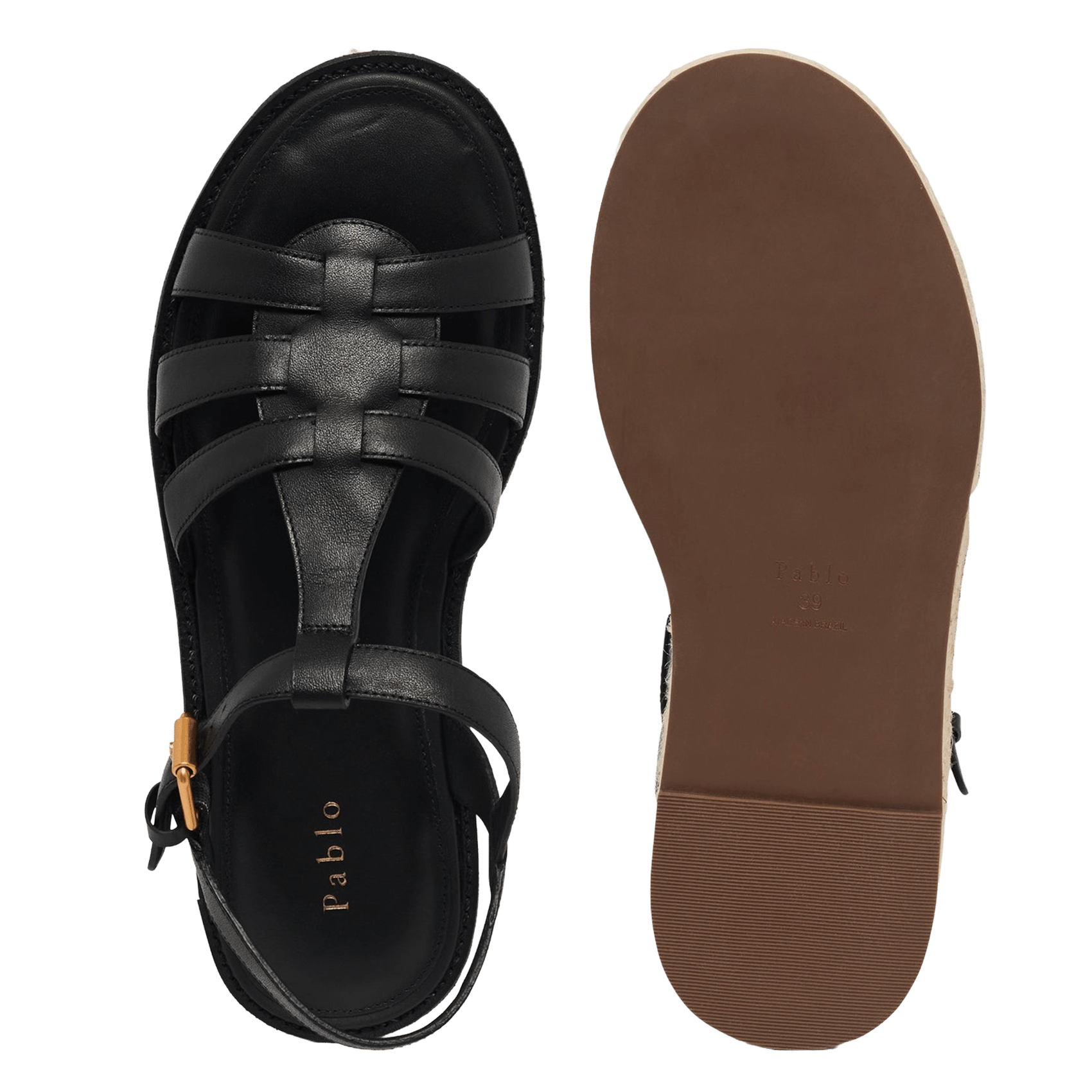 Sandales plates en cuir PABLO Noir